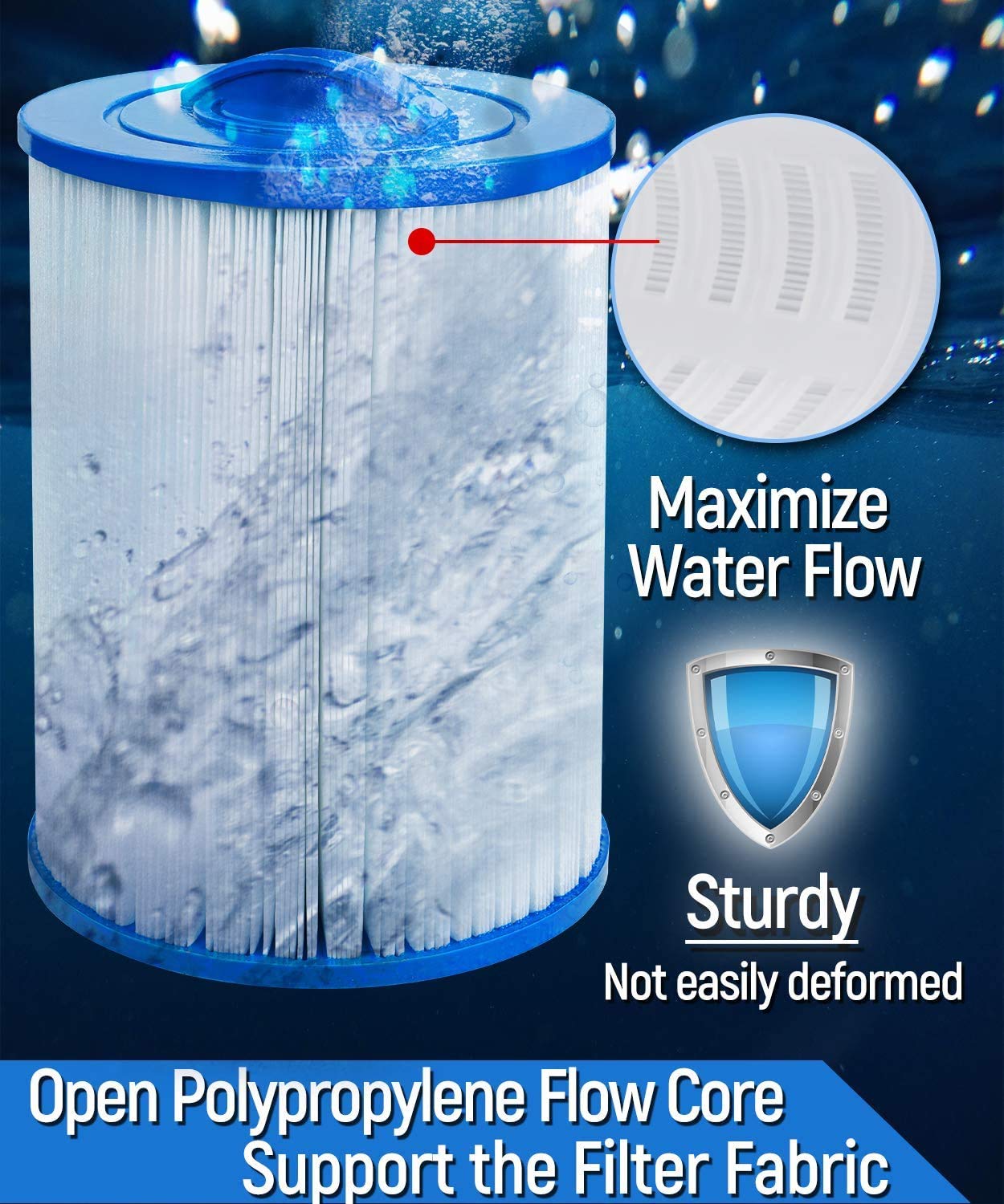 PWW50 Filter Compatible with Pleatco Spa Hot Tub Replacement Filter, PWW50P3 Spa Filter Compatible with Unicel 6CH-940, Filbur FC-0359, Waterways 817-0050 Front Access Skimmer Aber Hot Tubs(2 Pack)