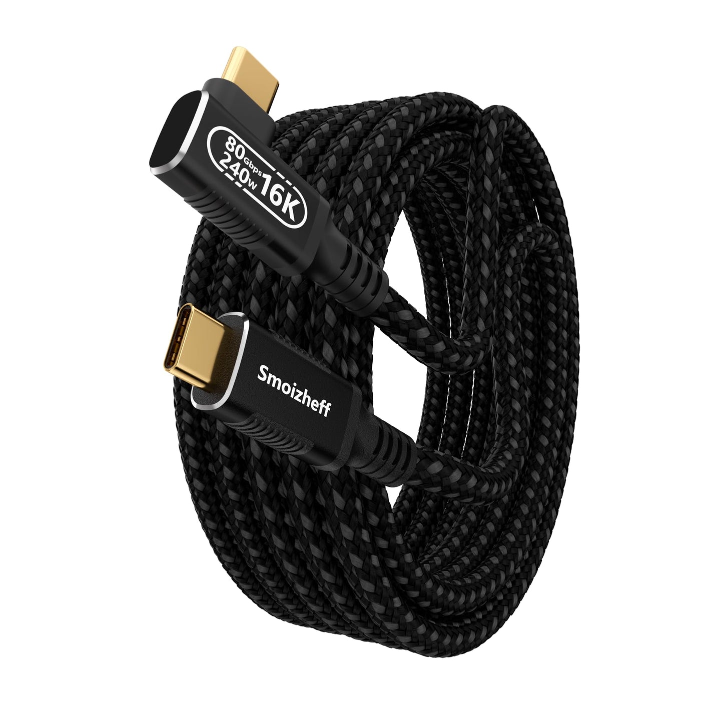 USB C Cable 6.6ft/2m, 90 Degree Right Angle USB5 Cable,for Thunderbolt 5/4, USB4,80Gbps Data Transfer, 240W PD3.1 Fast Charging, Single 16K/Dual 8K Video Compatible with M_acBook,Tablet, Monitor