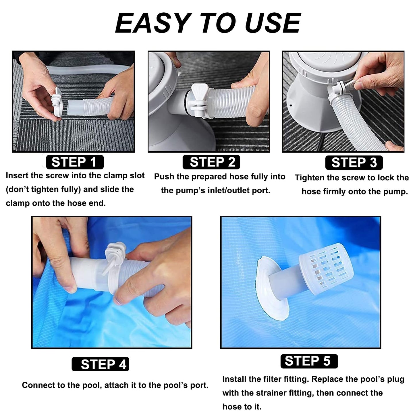 Mugxnem Swimming Pool Filter Pump - 300 GPH ElectricPool Filter Pump for Inflatable Pool Easy Set Clear Cartridge Filter Pump for Above Ground Pools