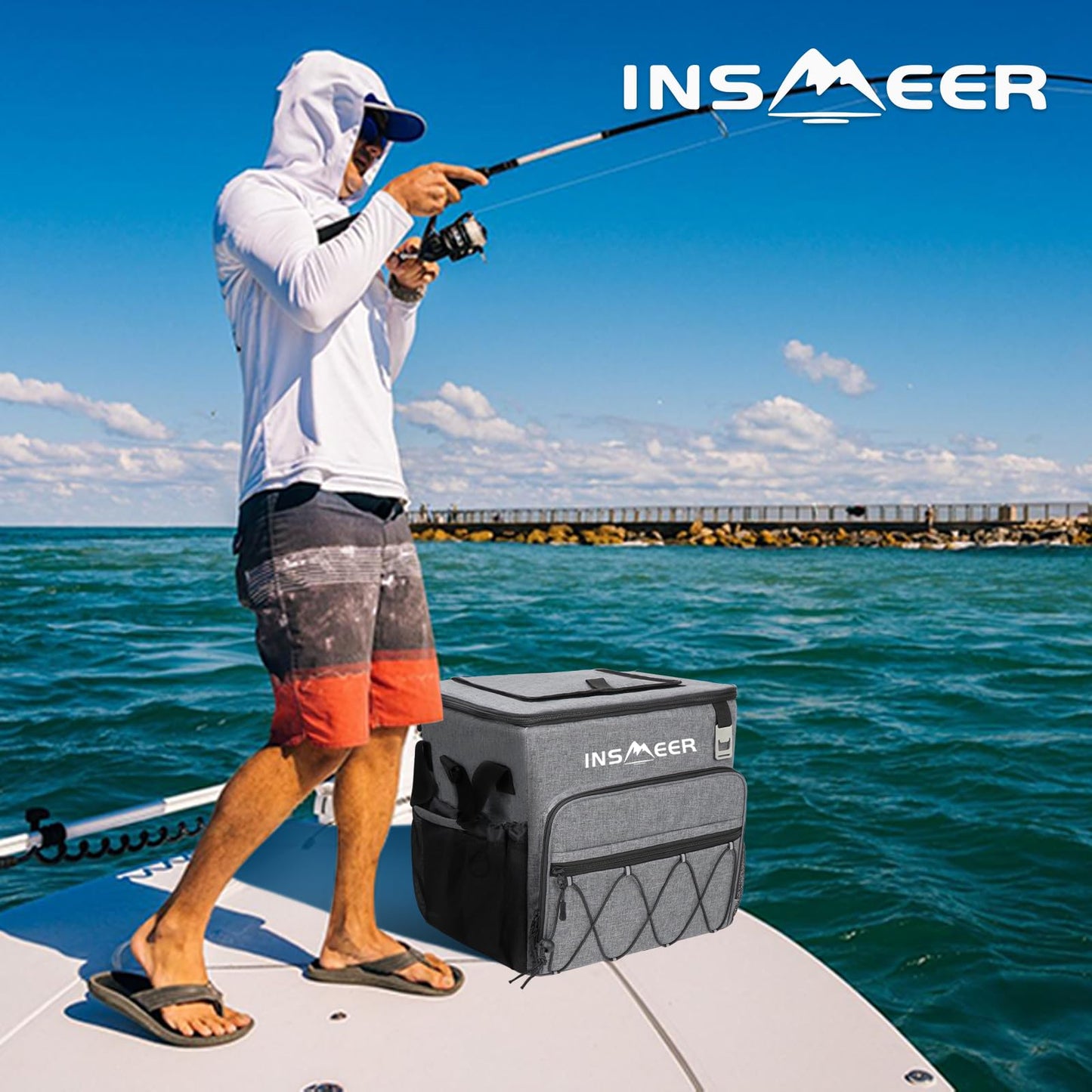 INSMEER 55 Cans/40L Soft Cooler with Wheels - Leakproof/Insulated/Portable Rolling Cooler Bag with All-Terrain Cart, Large Travel Coolers for Beach, Camping, Grocery Shopping
