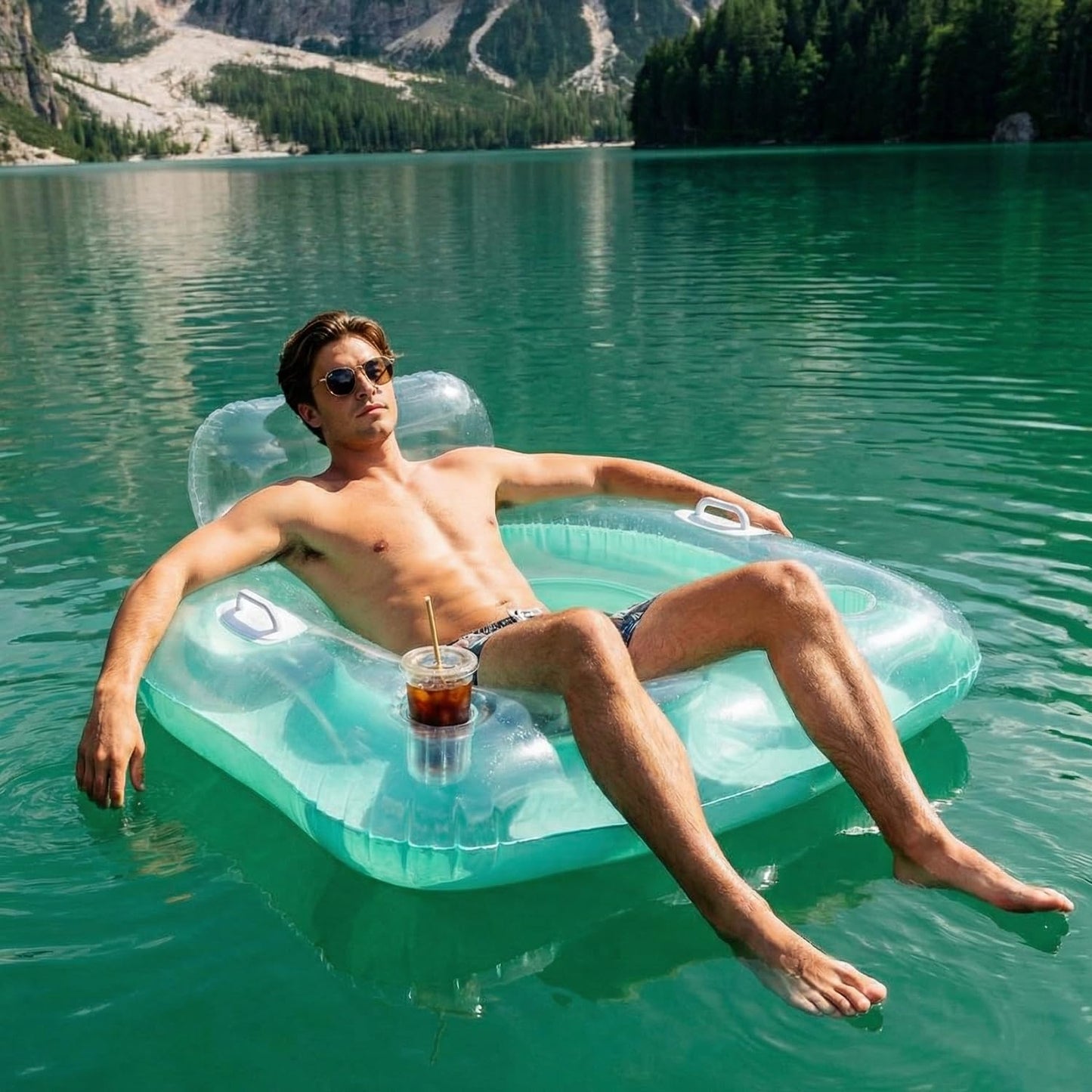 Float Joy Pool Floaties for Adults Pool Floats Heavy Duty River Tubes Inflatable Pool Lounger and Chair with Cup Holders Pool Toys