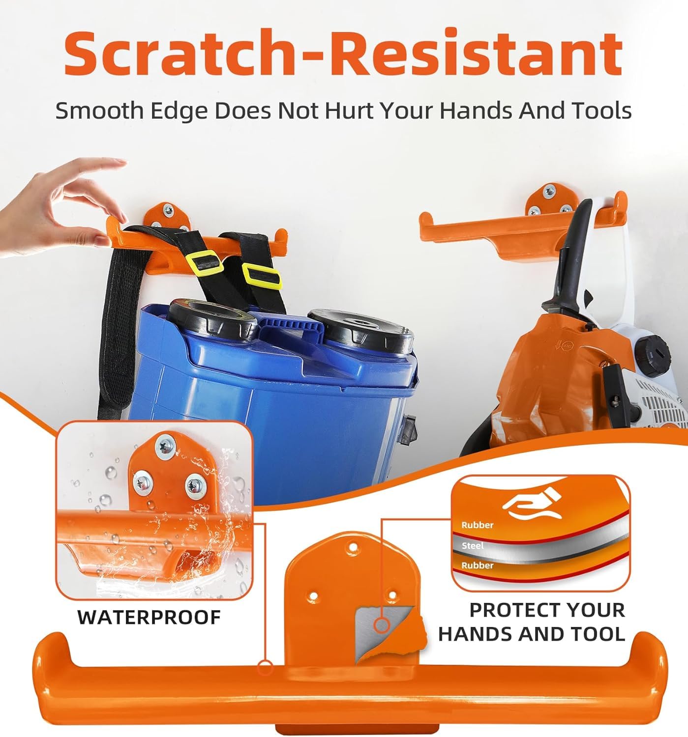 OSROENE Backpack Leaf Blower Hanger, 2 Pack Backpack Sprayer Wall Mount, Heary Duty Chainsaw Wall Mount Stand Accessories Garage Organization Storage