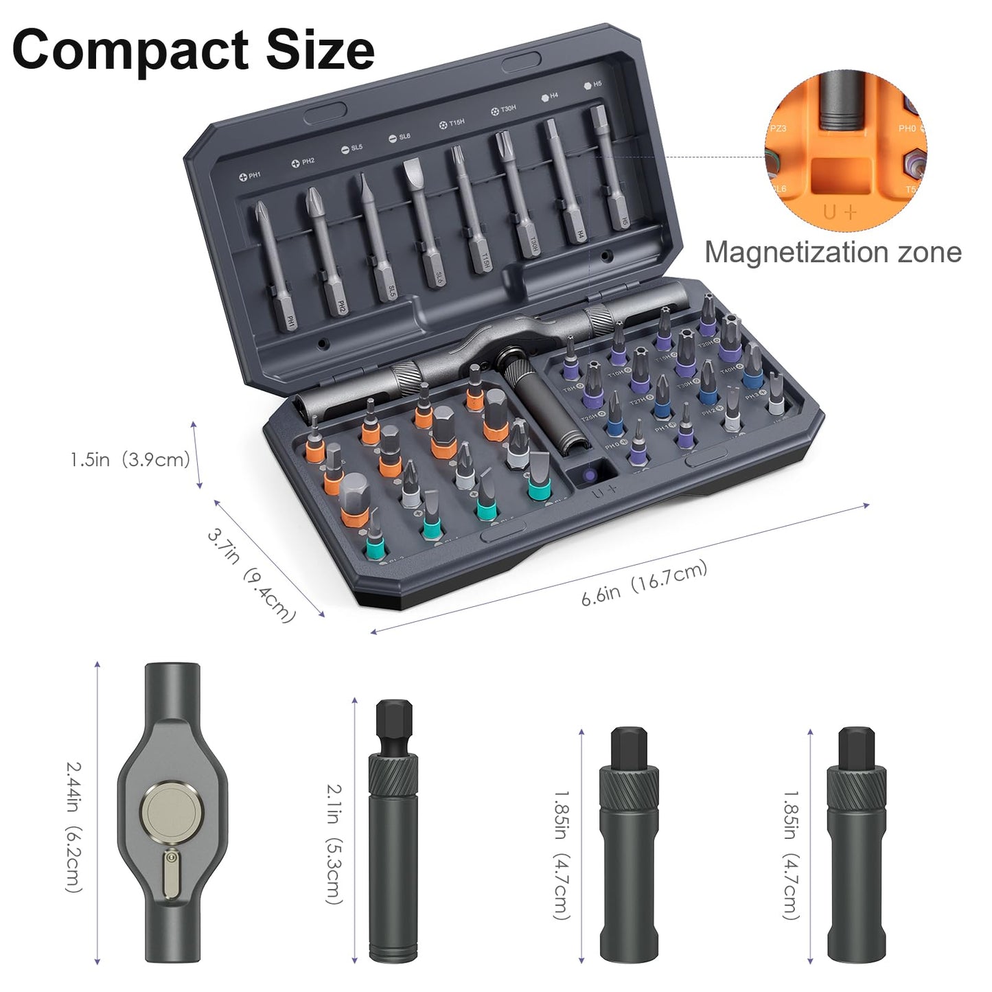 JXTZ 42 in 1 Ratchet Screwdriver Set, Magnetic Multi-Bit Repair Tool Kit with Detachable Handle, Compact & Portable Screwdriver Set for Home DIY, Computer, Furniture, Bicycle