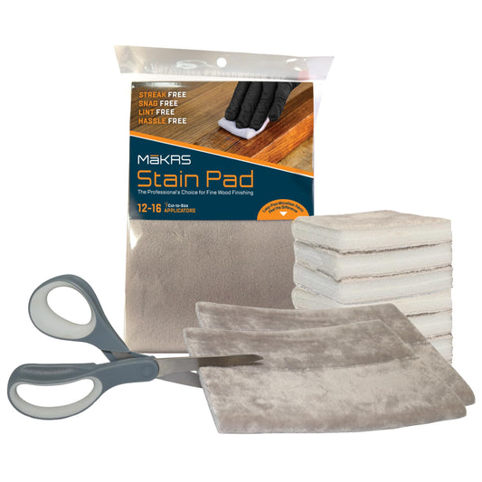 MāKRS Stain Pad, Cut-to-Size Staining Pads, 2-Pack, Lint, Snag, Streak-Free Applicator, Micro Brush Material, Wood Stains and Oil Based Finishes, Easy to Use with Consistent Application