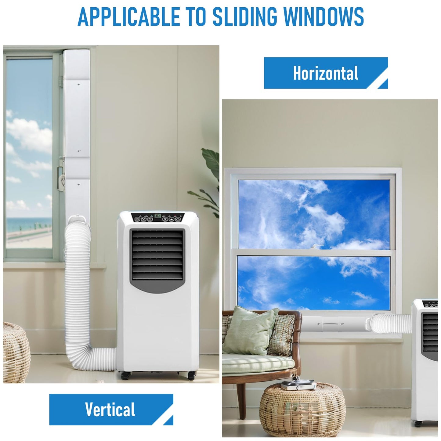 Portable Air Conditioner Window Kit with 5.9" Exhaust Hose, Portable AC Window Vent Kit for Sliding Window Seal with PVC Plate, Universal Coupler Fits 5.9 & 5.1 Inch Diameter Exhaust Hose
