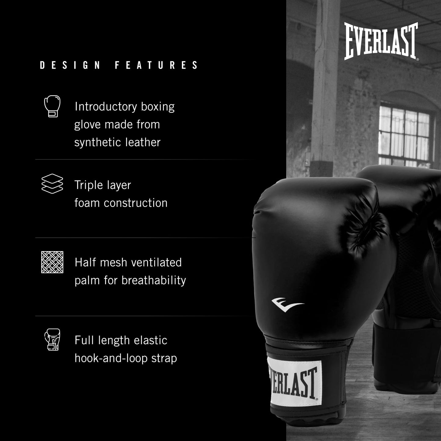 Everlast Pro Style Boxing Gloves – Premium Synthetic Leather, Breathable, Hook & Loop Closure, Odour-Fighting – Adult Size, Great for Boxing, Sparring, Heavy Bag Workouts, Mitt Work