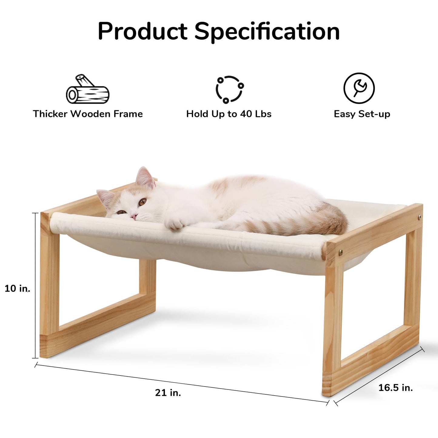 FUKUMARU Cat Bed, Plush Velvet Cat Beds for Indoor Cats, Wooden Cat Hammock, 20 x 16 Inch Cat Couch, Suitable for Cats, Dog, Bunny, Rabbit, Kitten and Small Animal