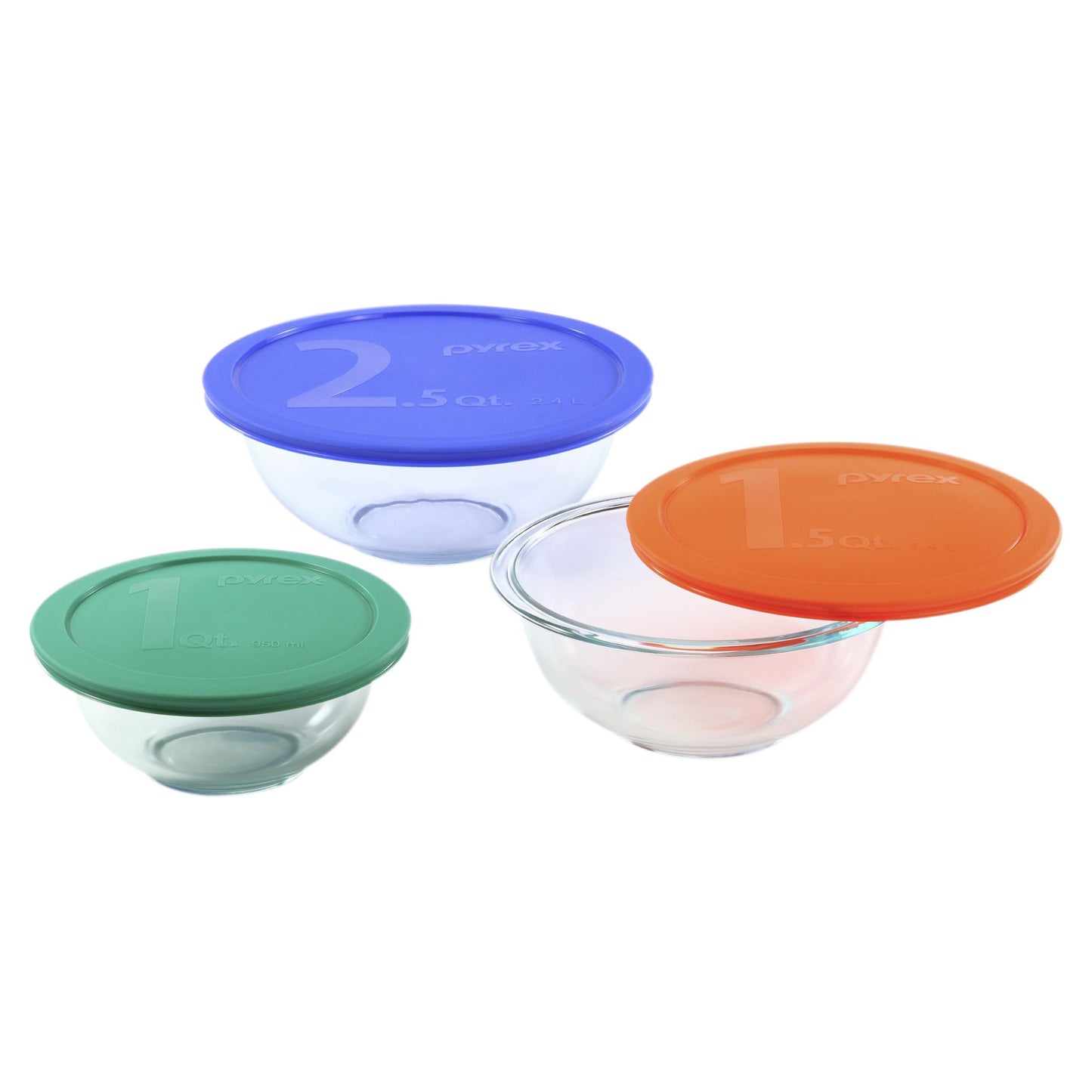 Pyrex 1071025 Pyrex Smart Essentials 6Piece Glass Mixing Bowl Set, Clear