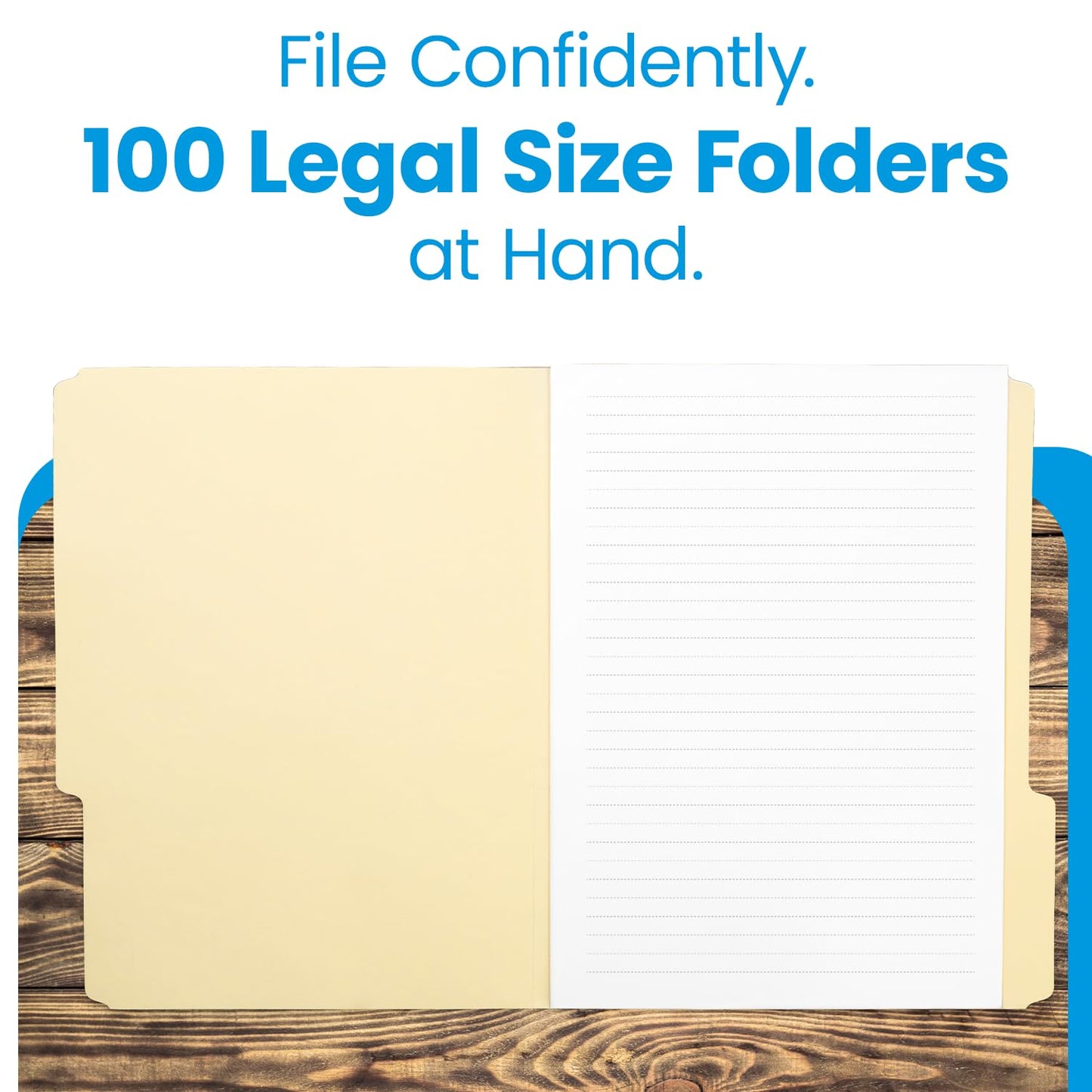Pendaflex File Folders, Essentials, 1/3 Cut, Legal Size, Manila, Durable 11 pt. Stock, Box of 100, Ideal for Everyday Filing Needs, Top Tab File Organizers