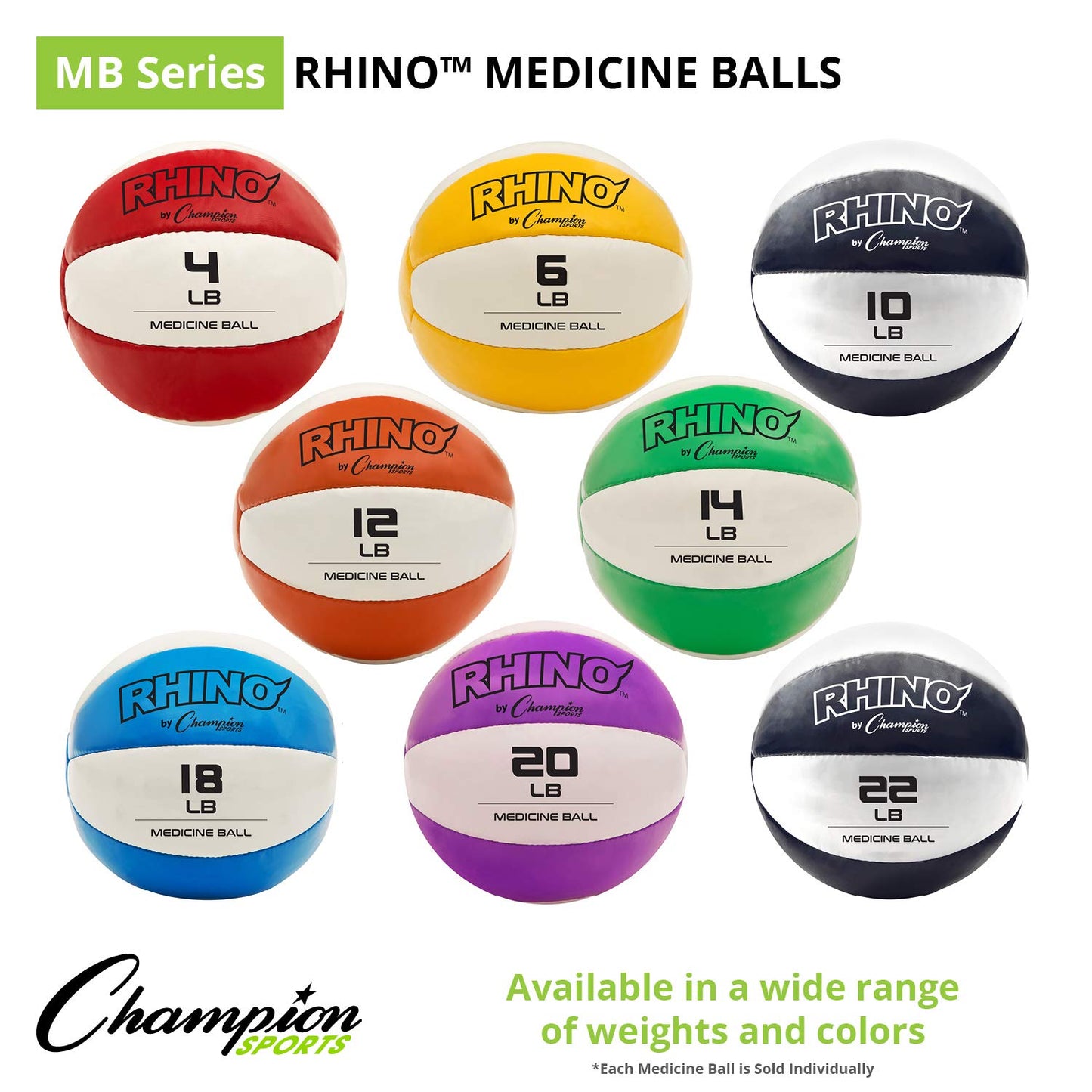 Champion Sports Leather Medicine Ball (Yellow/White, 6-7-Pound)