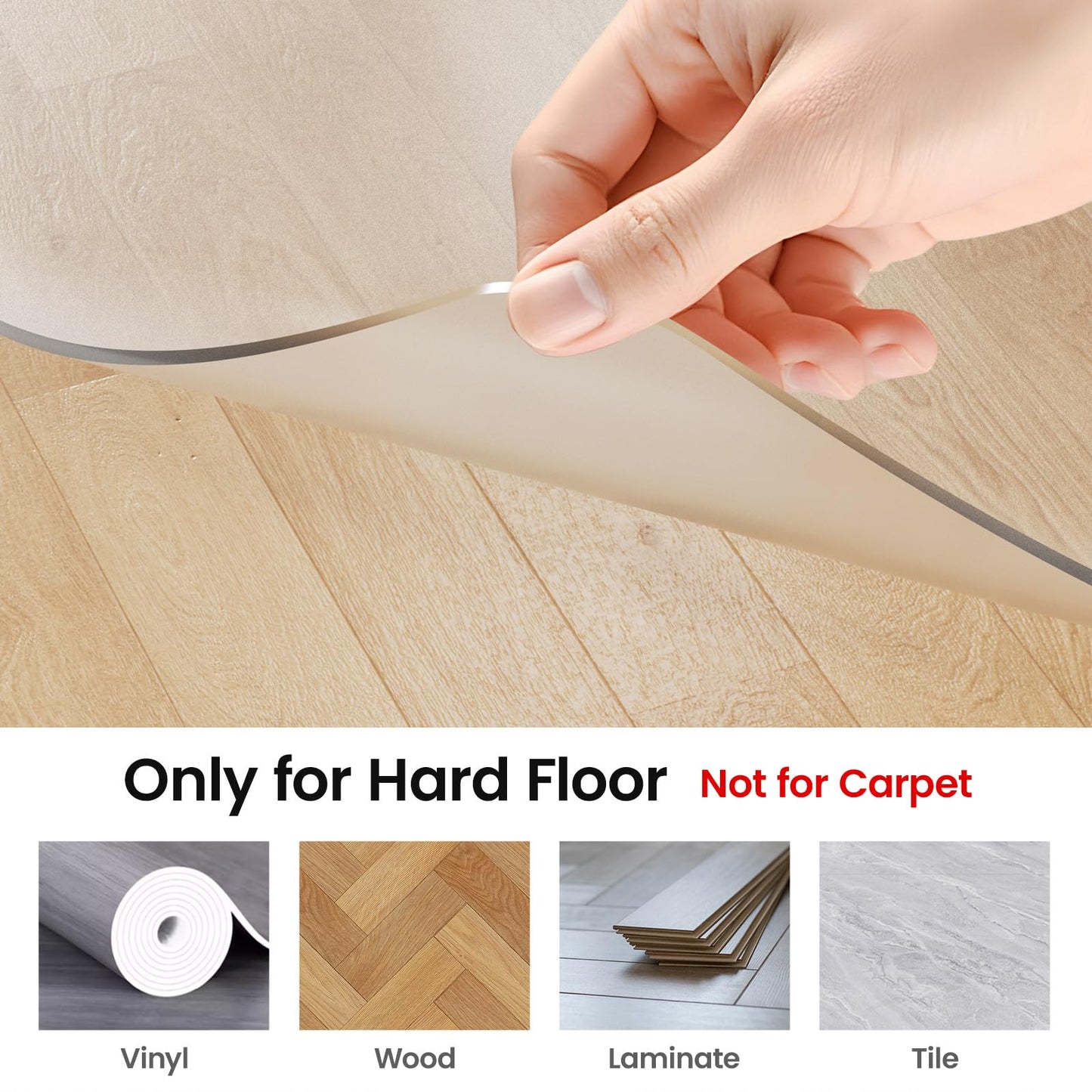 Delamu Office Chair Mat for Hardwood Floor, Clear Under Desk Chair Mats for Rolling Chairs, Plastic PVC Floor Protector for Office Home (Only for Hard Floor) (Clear, 48 * 60in)