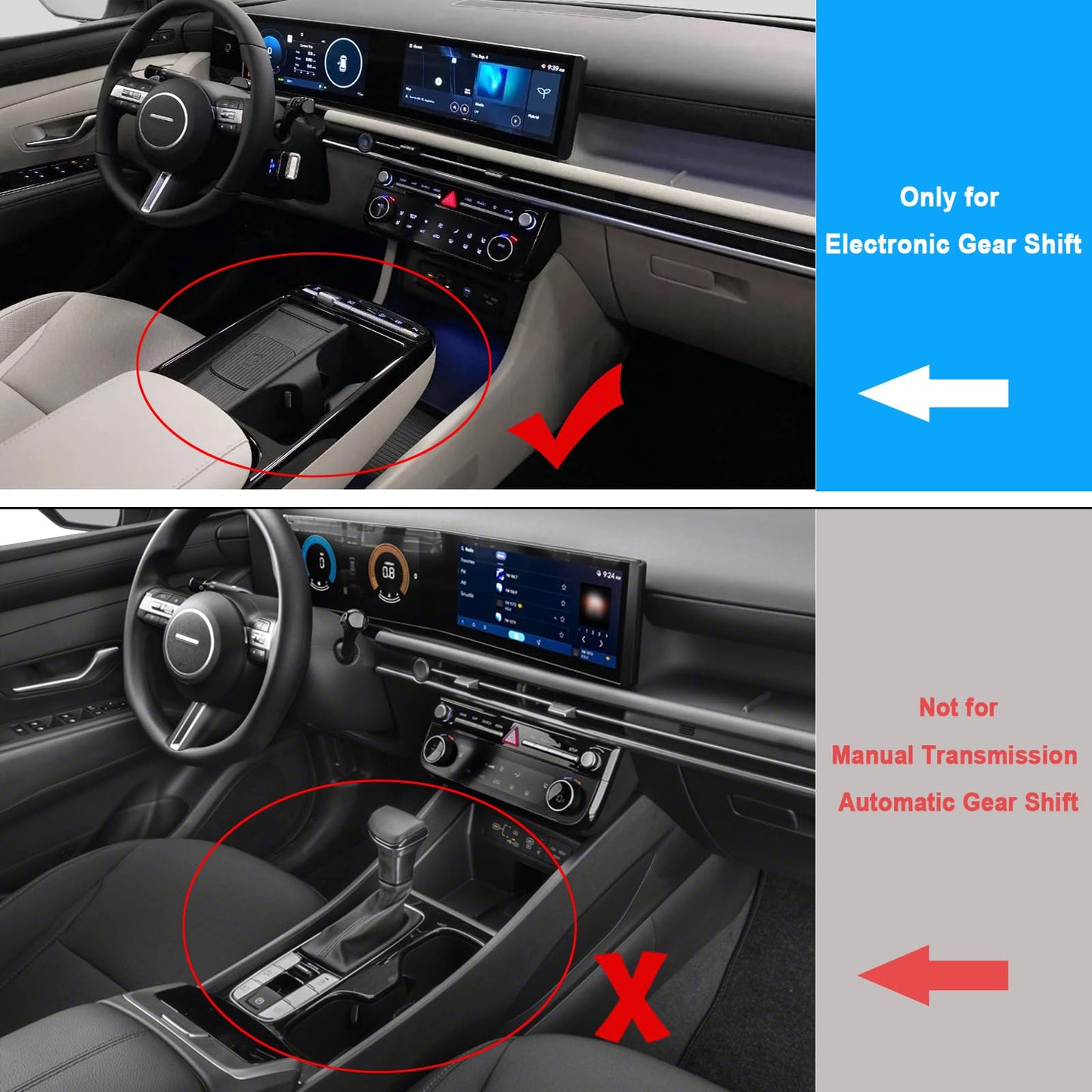Coleya Double Layer (Only for Electronic Shift), 2025 2026 Tucson/Tucson Hybrid/Tucson PHEV Center Console Organizer, Durable ABS Plastic&Anti-Slip Console Tray Insert 2025 Tucson limited Accessories