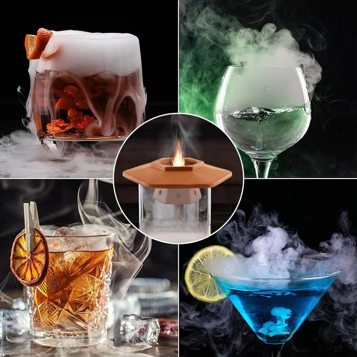 Cocktail Smoker Kit for Bourbon Whiskey Gifts for Men Drink Smoker Infuser Old Fashioned Smoker Kit with Torch Bongos Smoking Smoked Fashion Top Whiskey Making Accessories Infuse Cocktail Wine Meat
