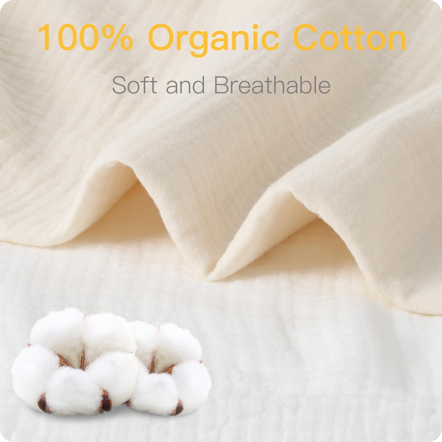 Organic Crib Sheets Fitted Crib Mattress Sheet 2 Pack 52x28 Inches 100% Muslin Cotton for Baby Girls & Boys, Soft Boho Neutral Toddler Bed Sheets Fits Well Standard Size Crib Mattress 28x52 Inches
