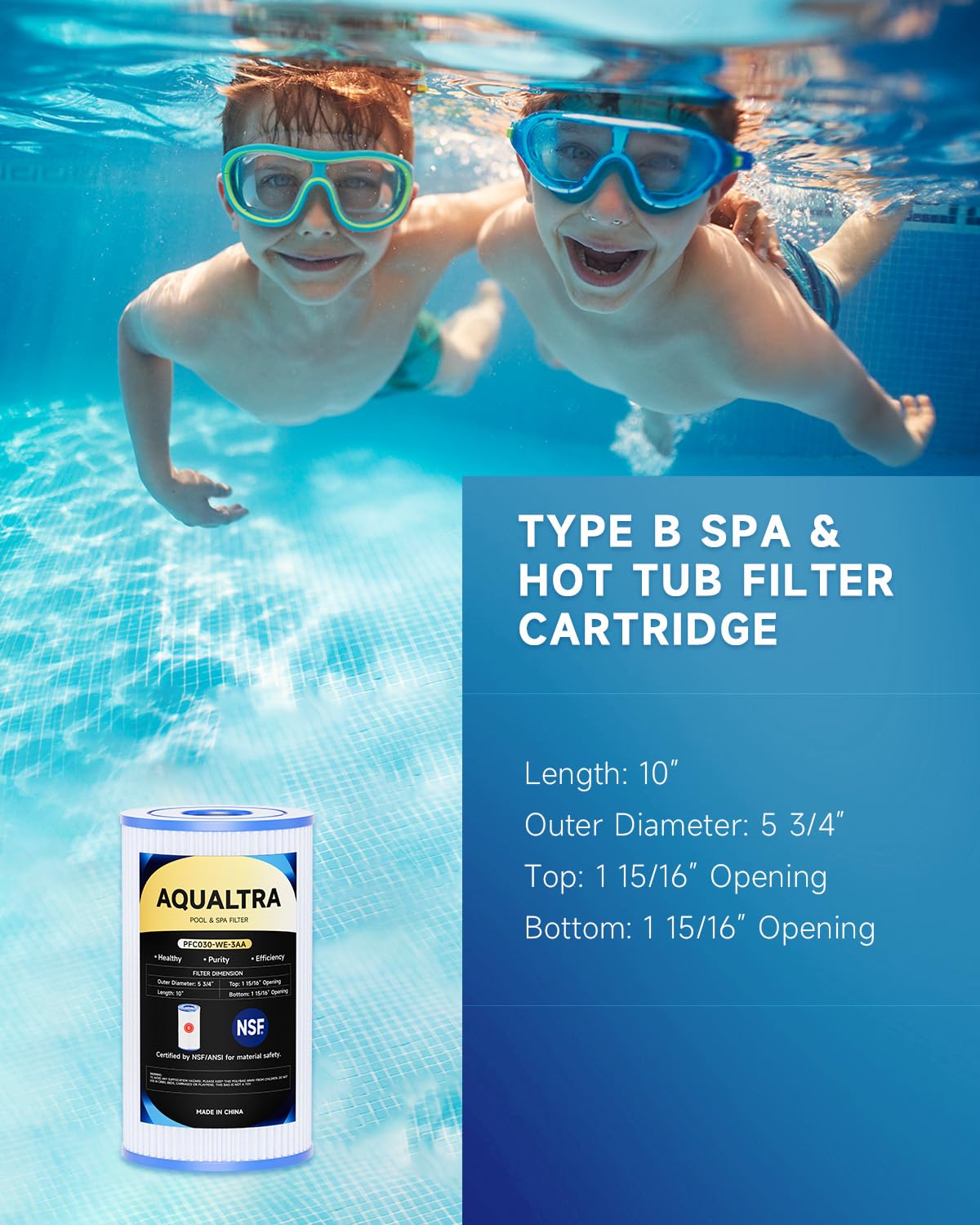 AQUALTRA Pool Filter B Replacement Compatible with 29005E Easy Set Swimming Pool Filter Cartridge, 10" x 5 3/4" Above Ground Pool Filters 3 Pack