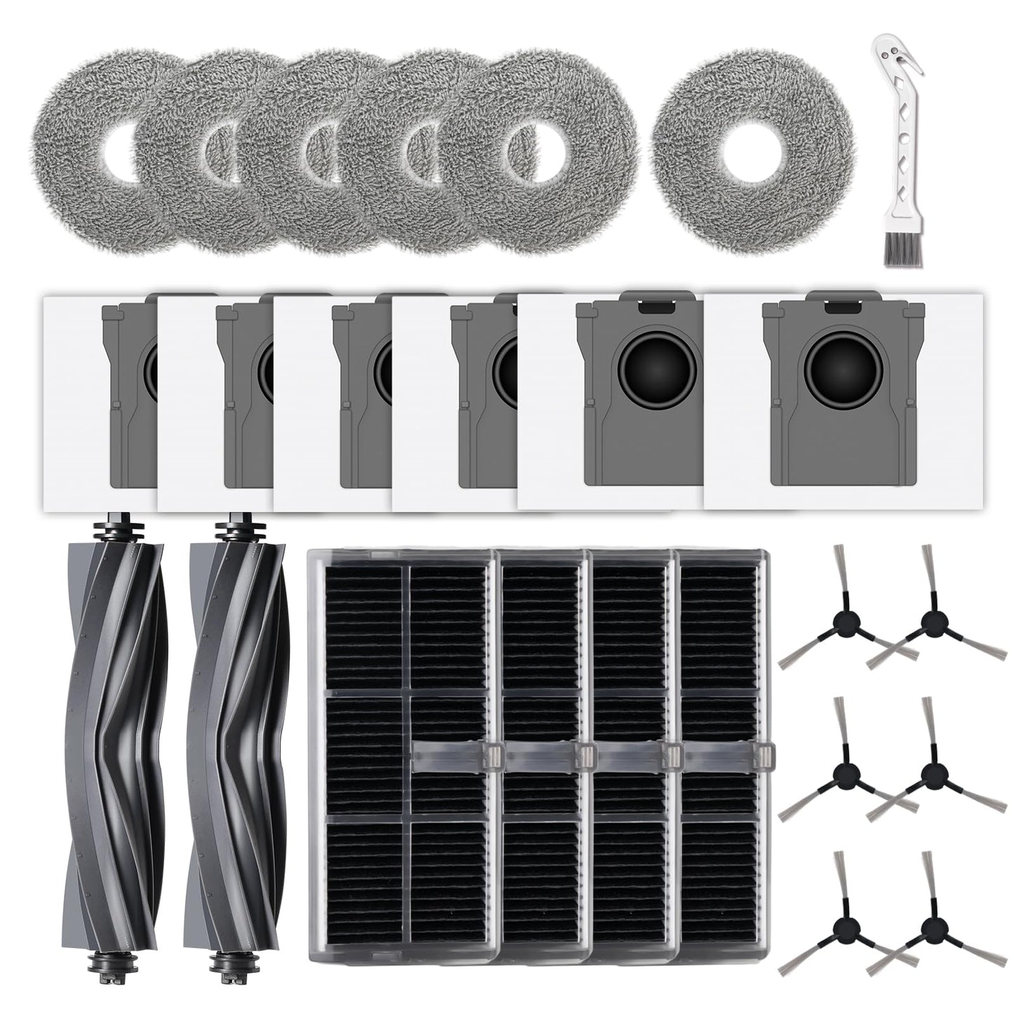 Klypticfit 24 Pcs Replacement Parts Compatible with Dreame L10s Ultra Gen 2/L10s Pro Ultra Heat/X30 Ultra/L40s Ultra AE/L40s Ultra CE and Replacement Compatible with Mova E30 Ultra Robot Vacuum