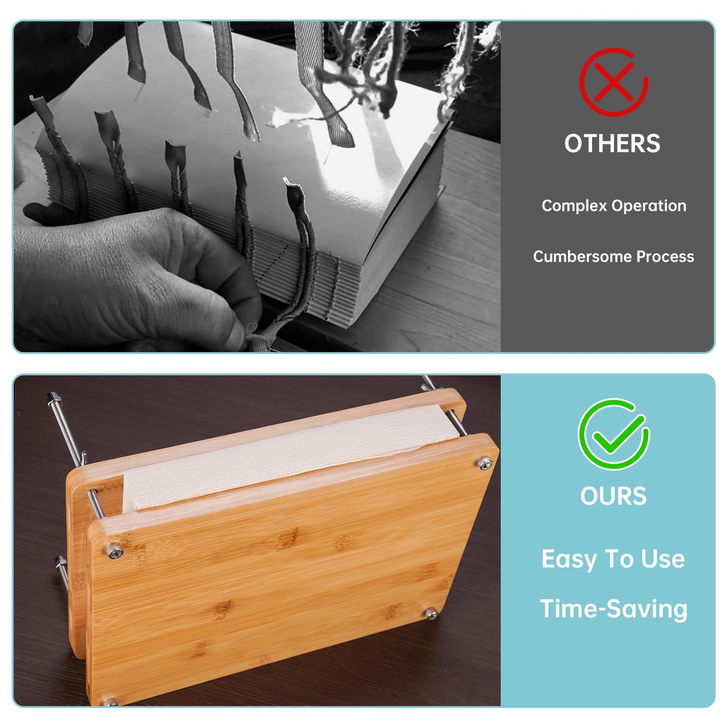 NiHome 35 PCS Book Press Binding Kit for Notebooks, Lesson Plans, Document Organization - Compact Bamboo Bookbinding Tools, Book Binding Supplies with Portable Handle for Beginners DIY