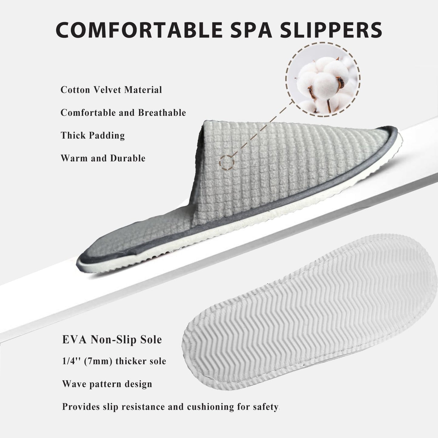 Anmerl 10 Pairs Spa Slippers for Women and Men, Universal Bulk Disposable Hotel Slippers, Non-Slip Washable Breathable Soft Comfortable House Slippers for Guest Wedding Party Travel