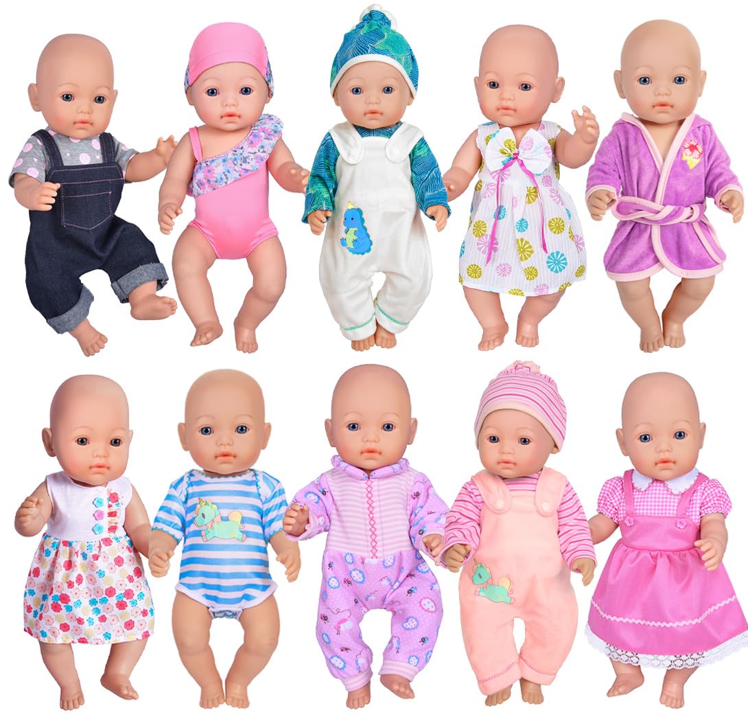 10 Sets Baby Doll Clothes Doll Outfits and Accessories Fit for 43 cm New Born Baby Dolls 14-16-17 Inch Baby Dolls 15 inch Dolls