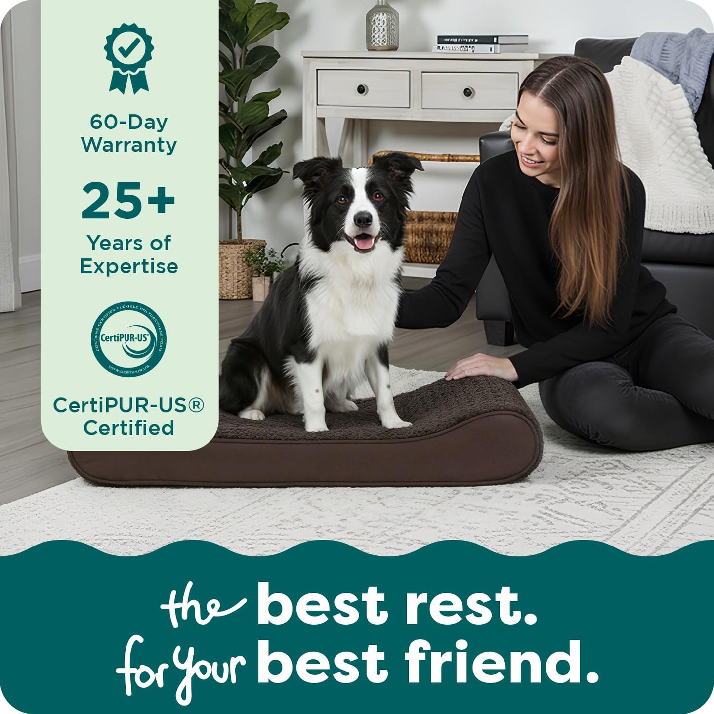 Furhaven Pet Dog Bed - Orthopedic Ultra Plush Faux Fur Ergonomic Luxe Lounger Cradle Mattress Contour Pet Bed w/Removable Cover for Dogs & Cats, Chocolate, Large, Plush Chocolate, 3. Large (31435085)