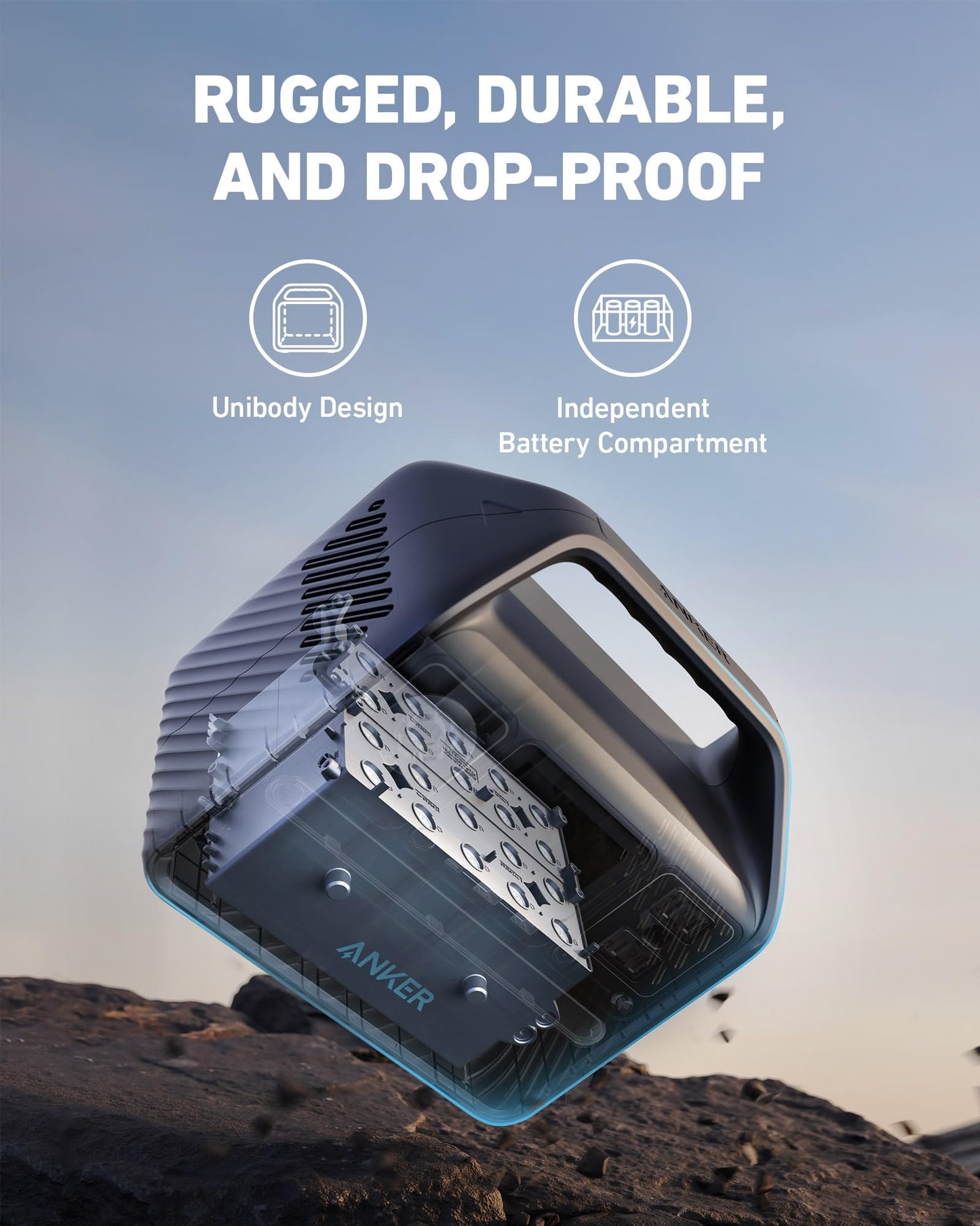 Anker 521 Portable Power Station (Powerhouse 256Wh), 6-Port Powerhouse 200W/256Wh with Solar Generator, 2 AC Outlets, 60W USB-C Power Delivery Output, LED Light for Outdoor RV, Emergencies and More