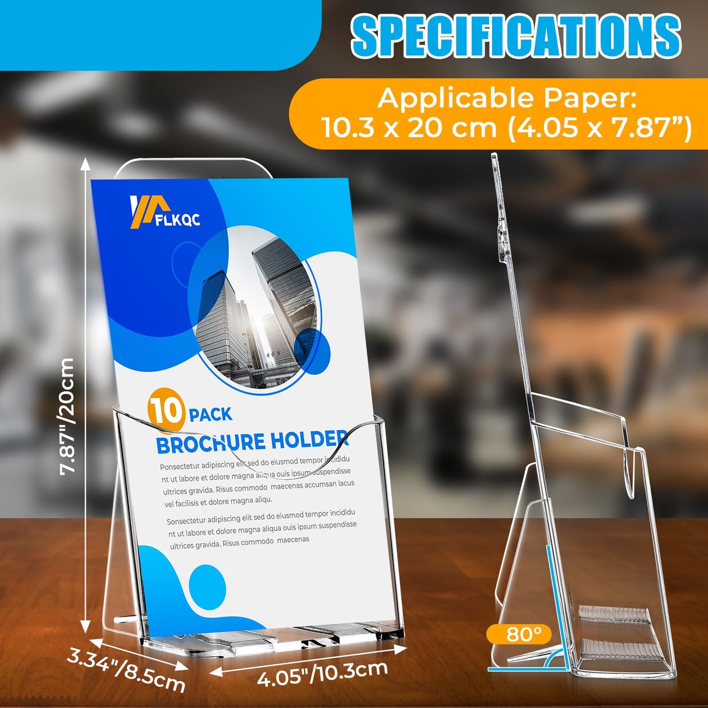 FLKQC Acrylic Brochure Holder, 10 Pack Brochure Holder Stand Plastic Pamphlet Holder Clear Literature Countertop Organizer Plastic Flyer Display Stand for Magazine, Document, Booklet