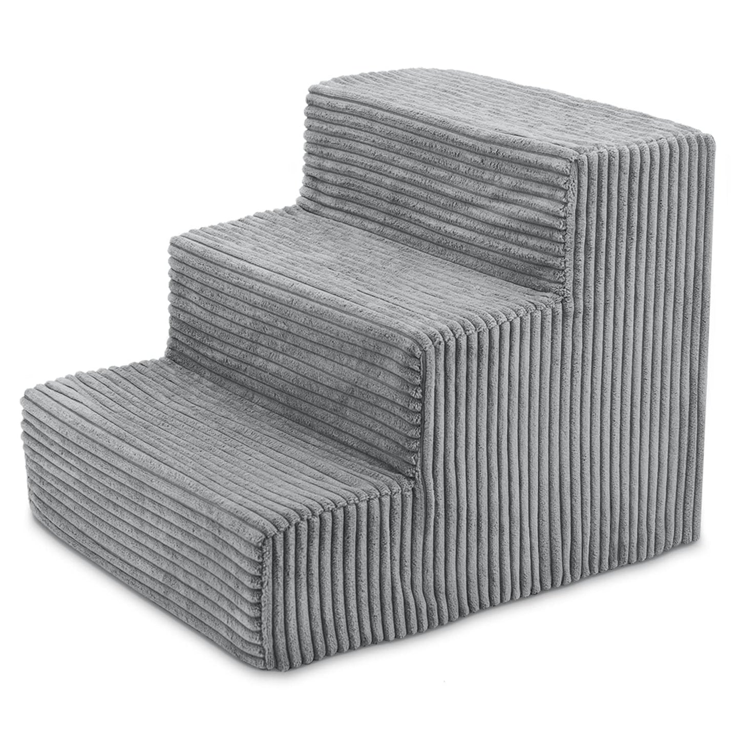 Best Pet Supplies Foam Pet Steps for Small Dogs and Cats, Portable Ramp Stairs for Couch, Sofa, and High Bed Climbing, Non-Slip Balanced Indoor Step Support, Paw Safe-Gray, 3-Step (H: 13.5 inch )