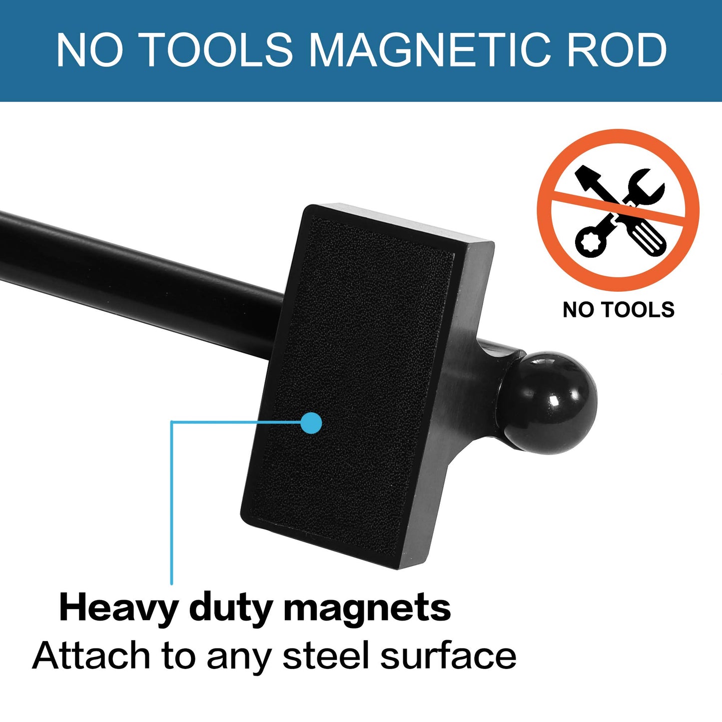 H.VERSAILTEX Widely-Used Adjustable Appliance Magnetic Rods, Petite Ball Ends, 16 to 28 Inch, Black, 1/2 Inch Diameter, 2 Packs