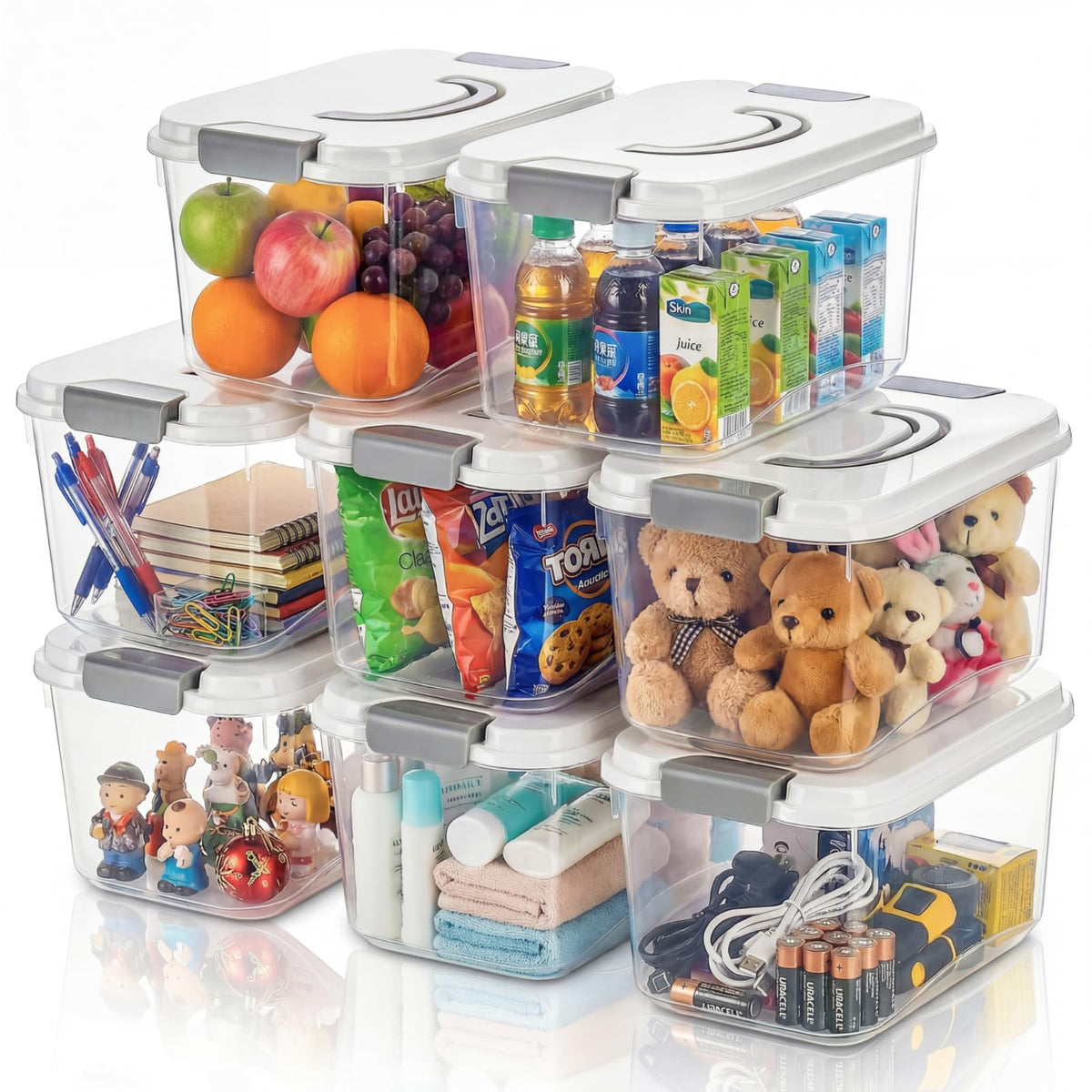 Elsjoy 8 Packs 5.5 Quart Plastic Storage Bins, Clear Storage Latch Box with Latching Lids, Stackable Organizing Bins Lidded Storage Container for Snacks, Cosmetics