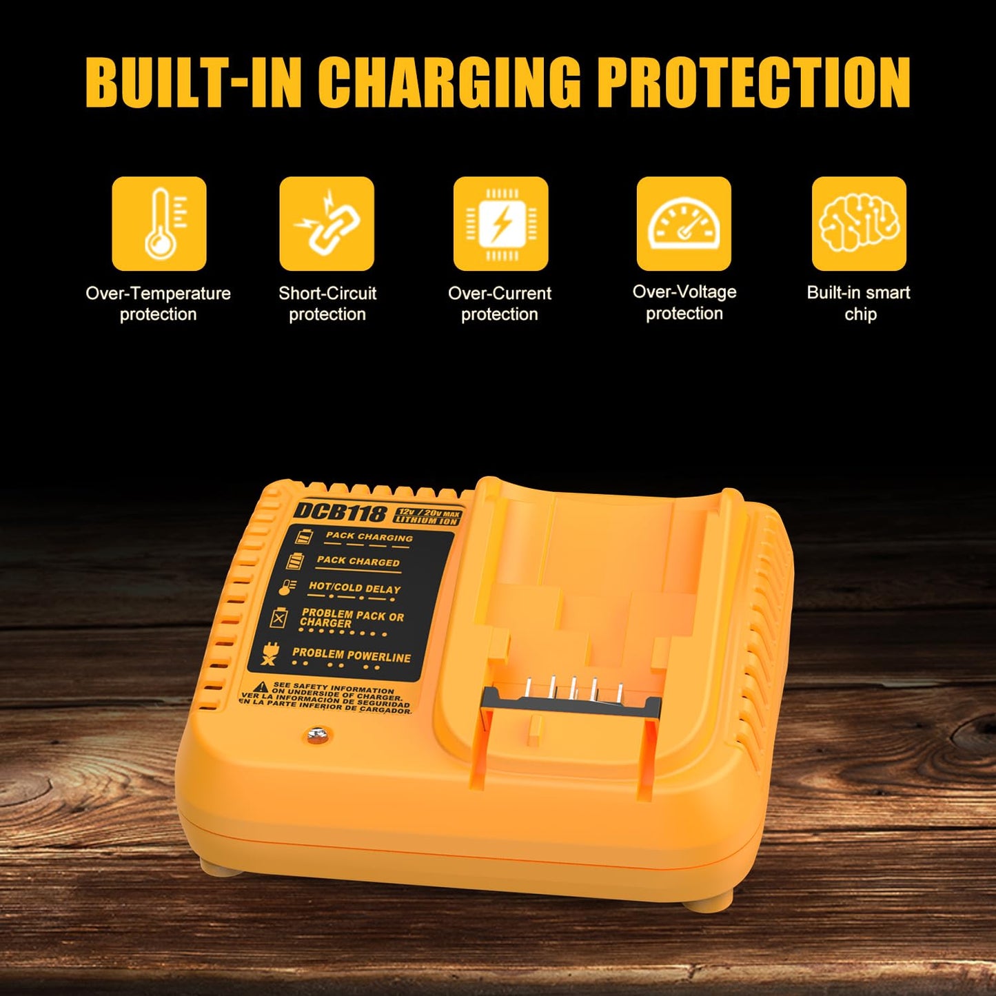Bakipante DCB118 Fast Battery Charger Replacement for Dewalt 12V 20V Charger DCB115 DCB112 DCB105 DCB107 Compatible with Dewalt Lithium Batteries DCB120 DCB200 DCB206 DCB204