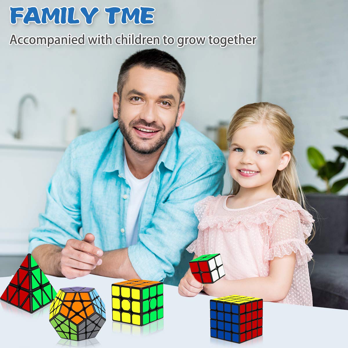 Speed Cube Set, Aitey Qiyi Magic Cube Bundle 2x2 3x3 4x4 Pyramid Megaminx Speed Cube Puzzle Toys for Kids & Adults (5 Pack)