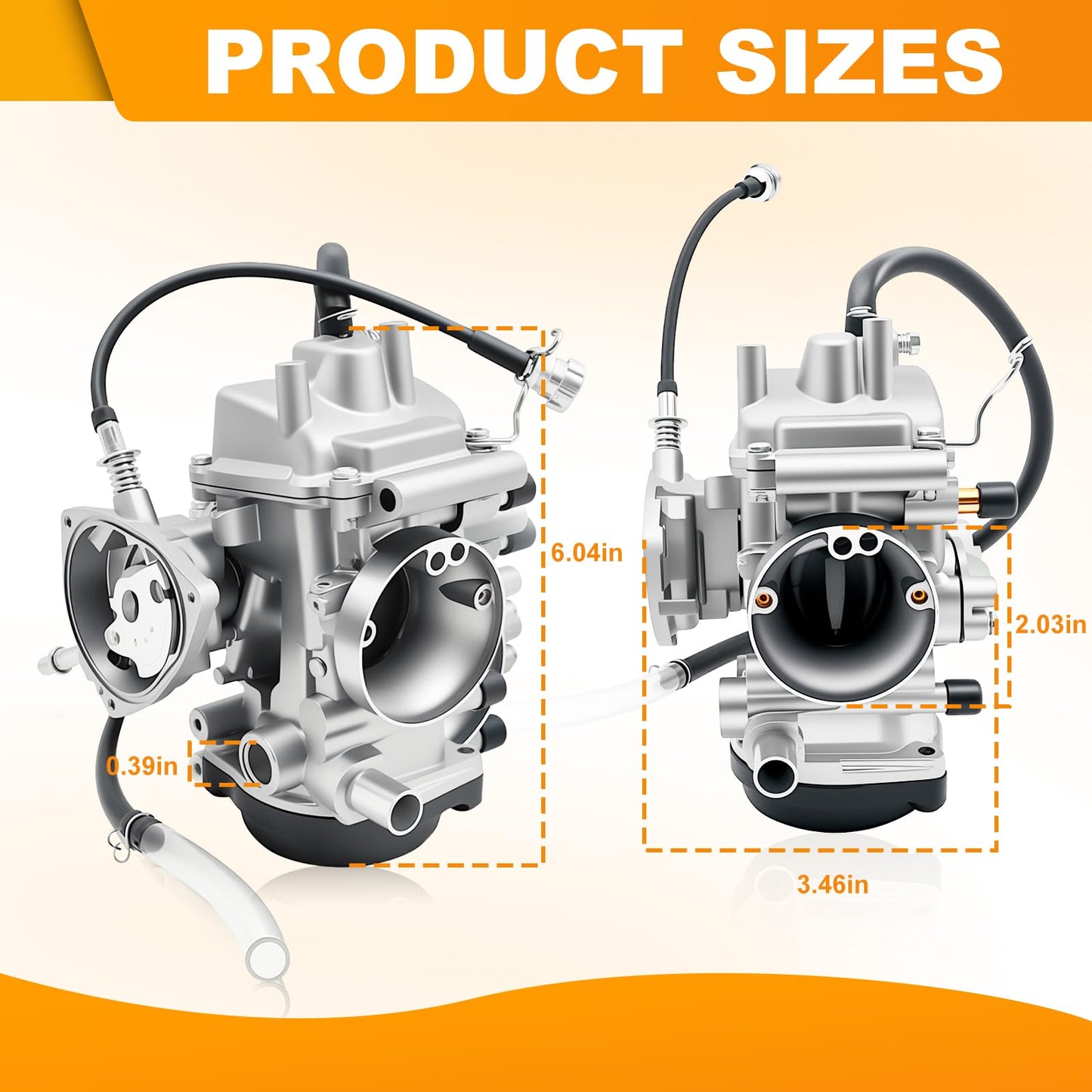Carburetor for Yamaha 400 450 250 350 Kodiak Big Bear Grizzly Wolverine 2000-2014 YFM400 450 4X4 4WD ATV Carb Kit (Come with Starter Solenoid Relay, Cleaning Tools and Fuel Filter)