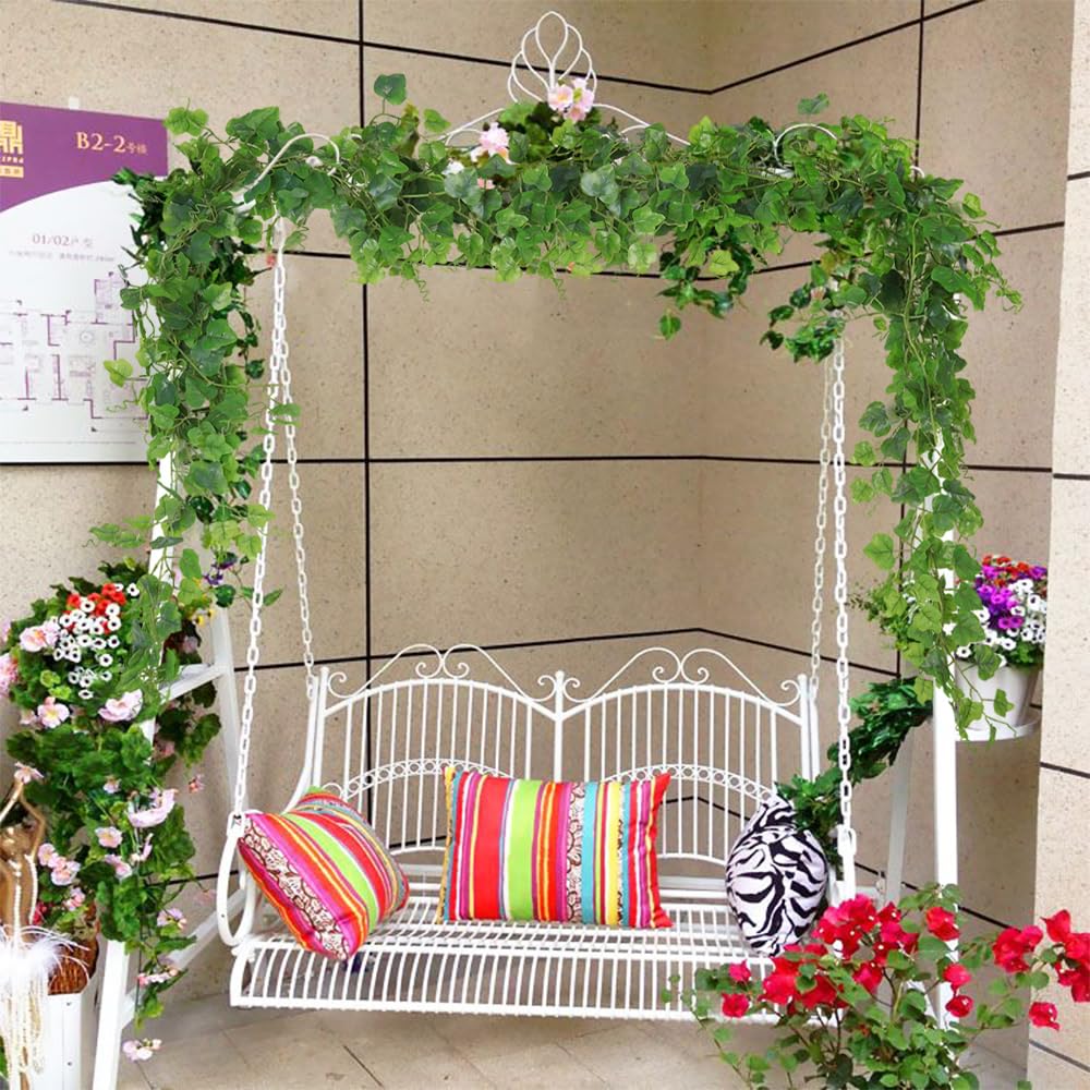 RECUTMS Artificial Vines Ivy Garlands 2Pcs 6.56Ft Fake Greenery Plant Faux Green Grape Leaves Rattan Hanging Decor for Indoor Outdoor Home Wedding Beach Birthday Party Garden Table Arch Backdrop Decor
