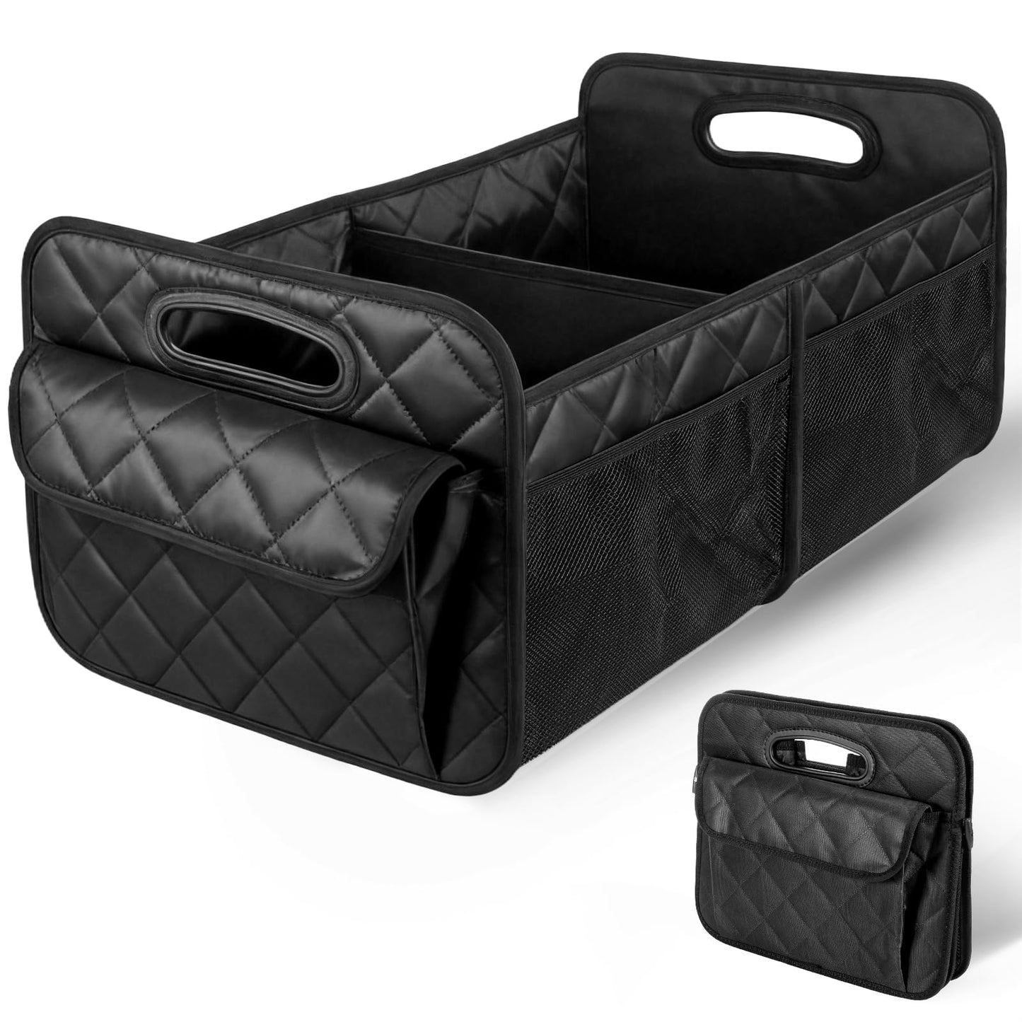 TranRantic Car Trunk Organizer for SUV, 14.9x12.2x11.8in Collapsible Waterproof Trunk Storage Box with Cover & Handles - Durable Car Storage Organizers for SUV Jeep/Sedan