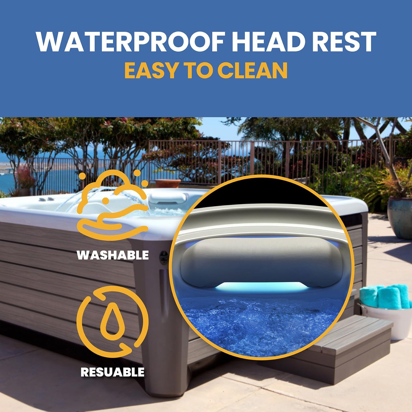 2 Pack 77228 Pillow Replacement for Hot Spring Highlife Range 2014-2022,Hot Tub Head Rest Pillows Fits Aria,Envoy,Grandee, Jetsetter,Jetsetter LX,Prodigy,Sovereign,Triumph & Vanguard,Spa Neck Pillow