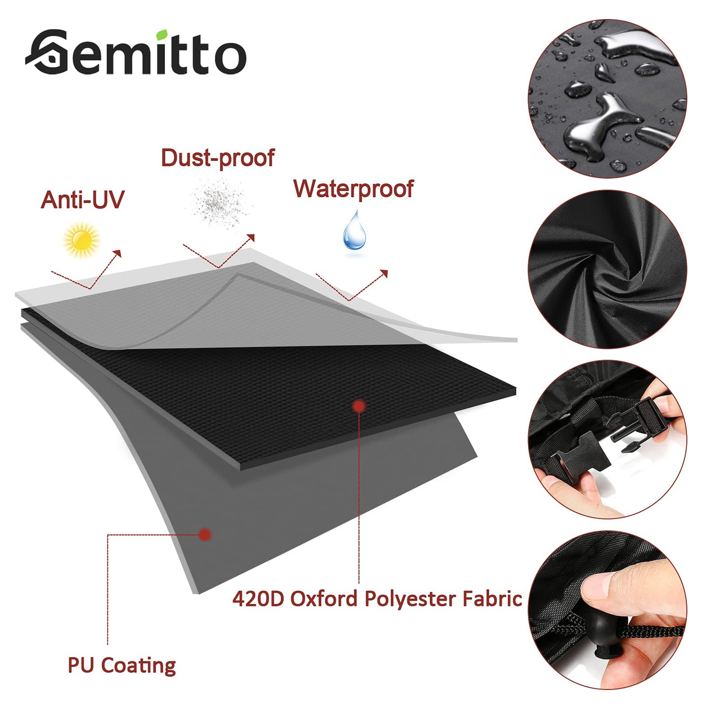 GEMITTO 7/8/9 ft Pool Table Cover, Waterproof Billiard Cover Polyester Fabric for Snooker Billiard Table (102x53x32in)
