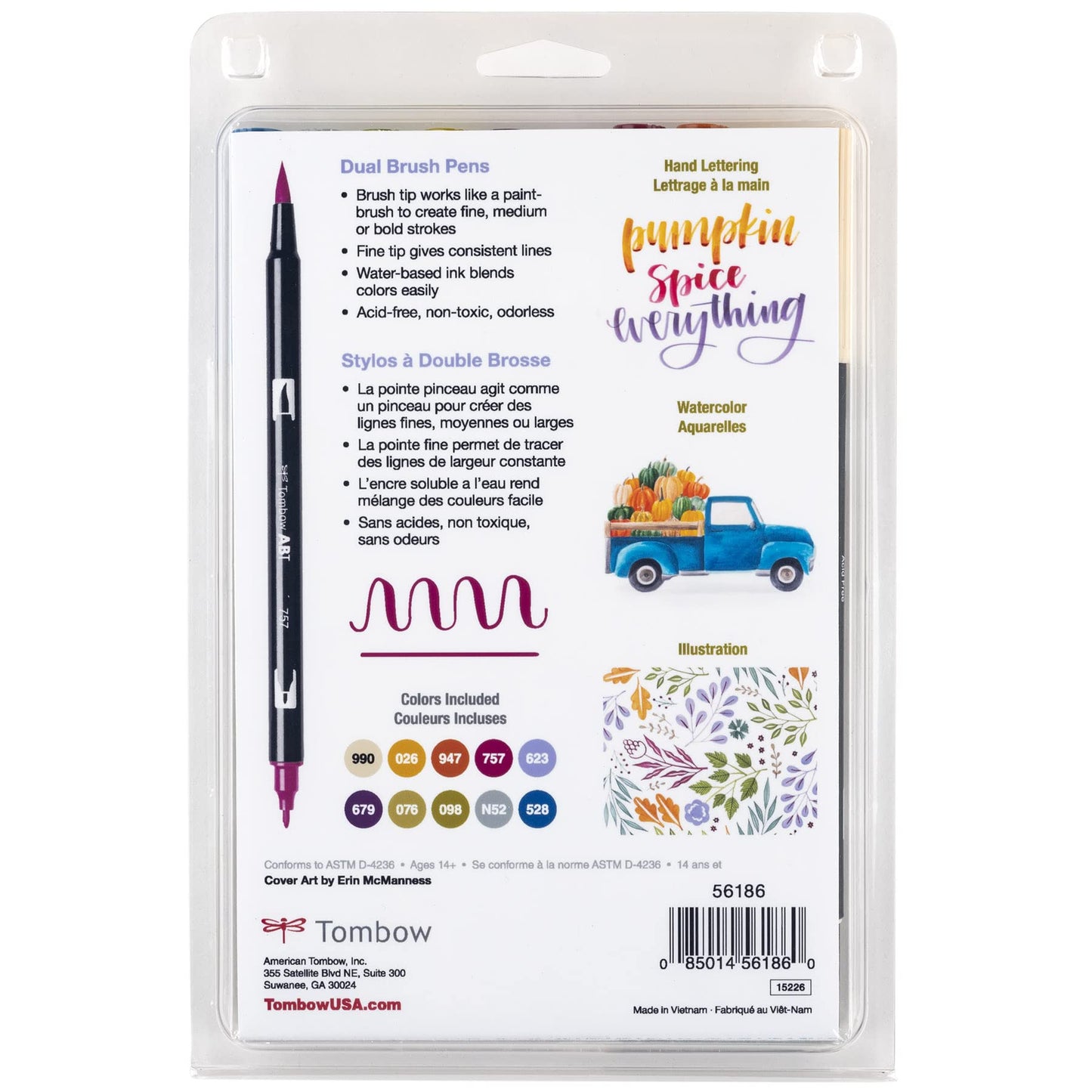Tombow 56186 Dual Brush Pen Art Markers, Muted, 10-Pack. Blendable, Brush and Fine Tip Markers
