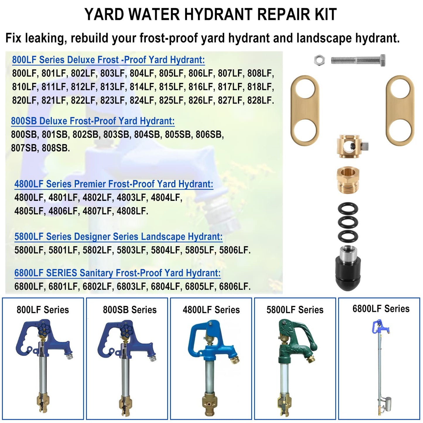 850 Sb Parts Kit Yard Water Hydrant Repair Kits & 8842 Plunger Fit for Simmons 800LF 800SB 4800LF 5800LF 6800LF Series Frost Proof Landscape Outdoor Yard Hydrant, Replace for Part No. 850SB