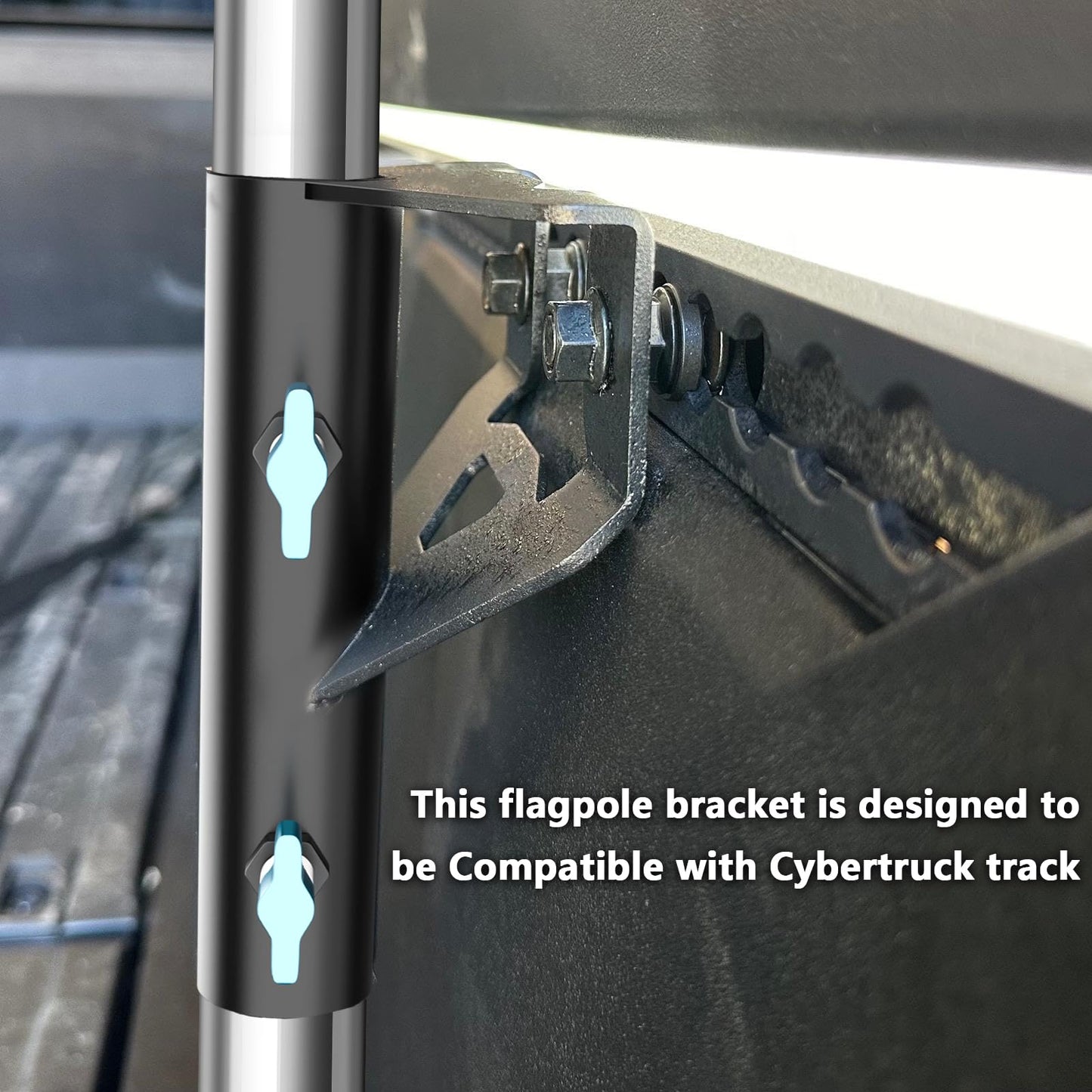 Flag Pole Holder Kit for Tesla Cybertruck, Lymorexan L Track Flag Pole Mount Kit for Tesla Cybertruck Fits Flagpoles Diameters Under 1.53 inches, with Double Lug Threaded Stud (Tube ID 1.53")