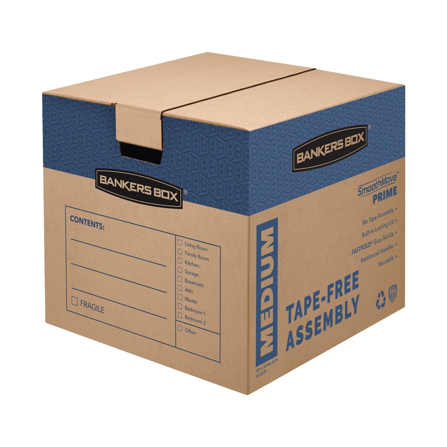 Bankers Box SmoothMove Prime Moving Boxes, Medium, 8-Pack