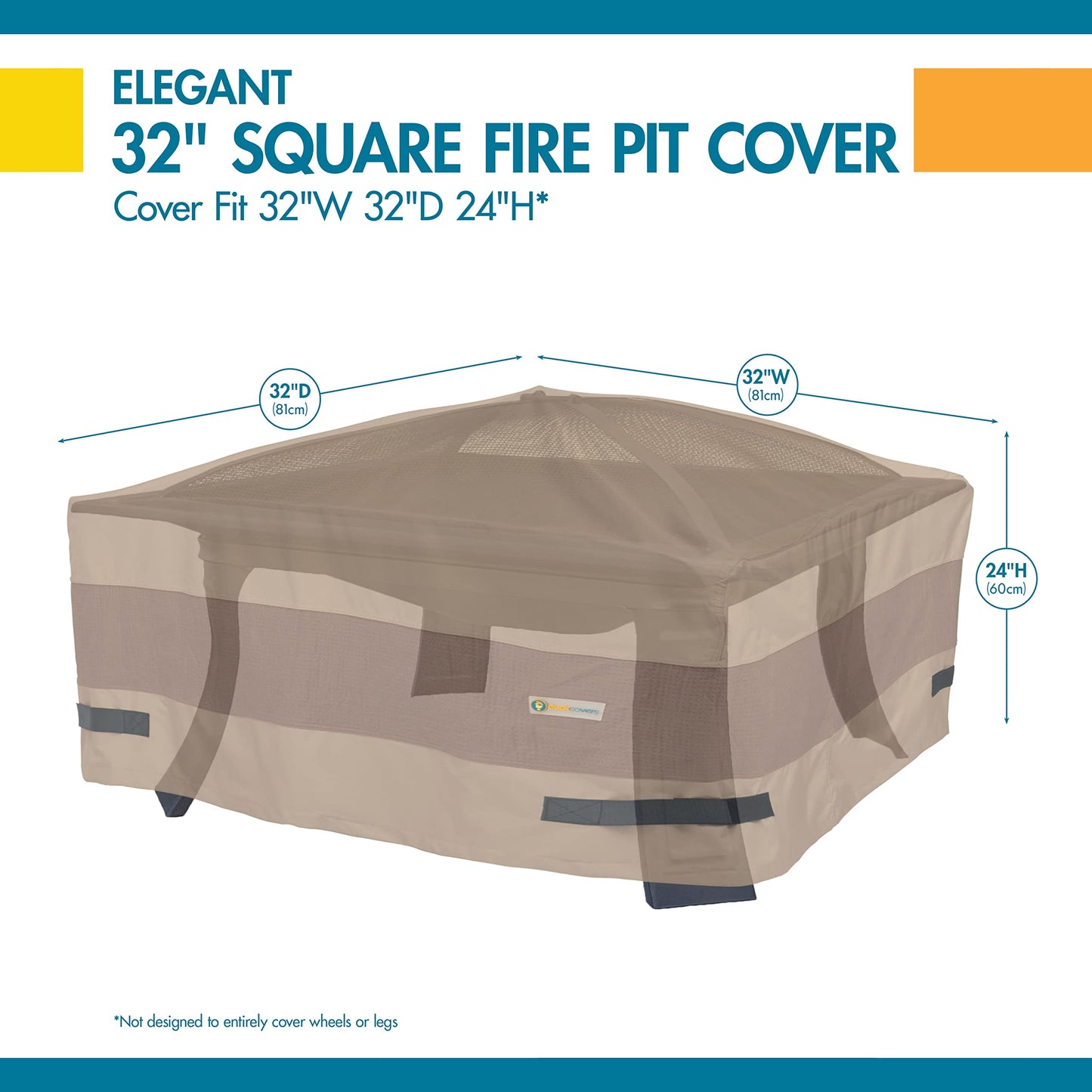 Duck Covers LFPS3232 Elegant Square Fire Pit Cover, 32"