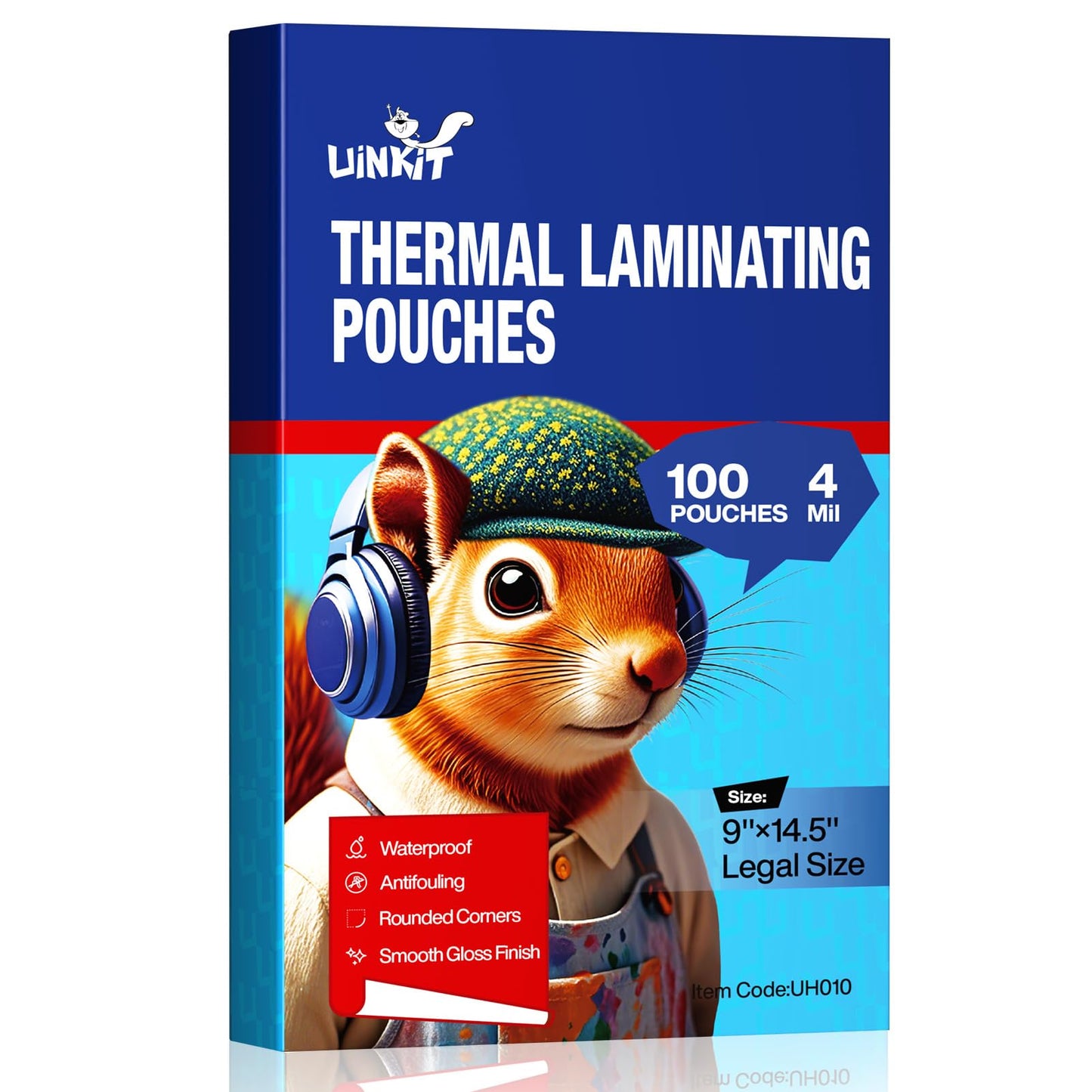 Uinkit Legal Size Laminating Pouches 9X14.5inches Hold 8.5X 14inches Sheets 5mil for Extra Protection 100Pack Clear Glossy Thermal Laminating Sheets Laminator Pockets (4mil-9x14.5x100sheets)