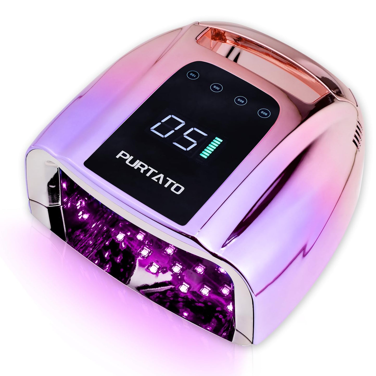 Purtato Professional Rechargeable 96W UV LED Portable Cordless UV Light for Nail Lamp Machine with Removable Stainless Steel Bottom,4 Timer Setting and Smart Sensor Nail Dryer (Gradient Purple)