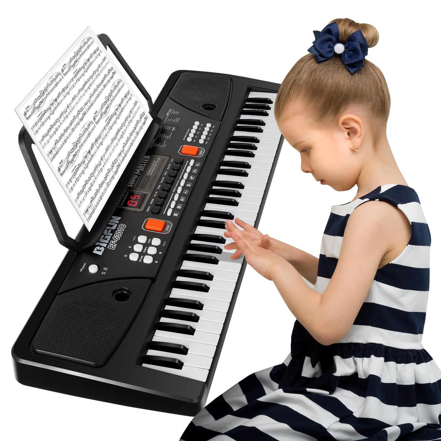 M SANMERSEN Kids Piano, Keyboard Piano 61 Keys Pianos Keyboards with LED Display Microphone Dual Speakers AUX-in Jack Music Book Bracket Piano Toys for 3-12 Years Old Boys Girls