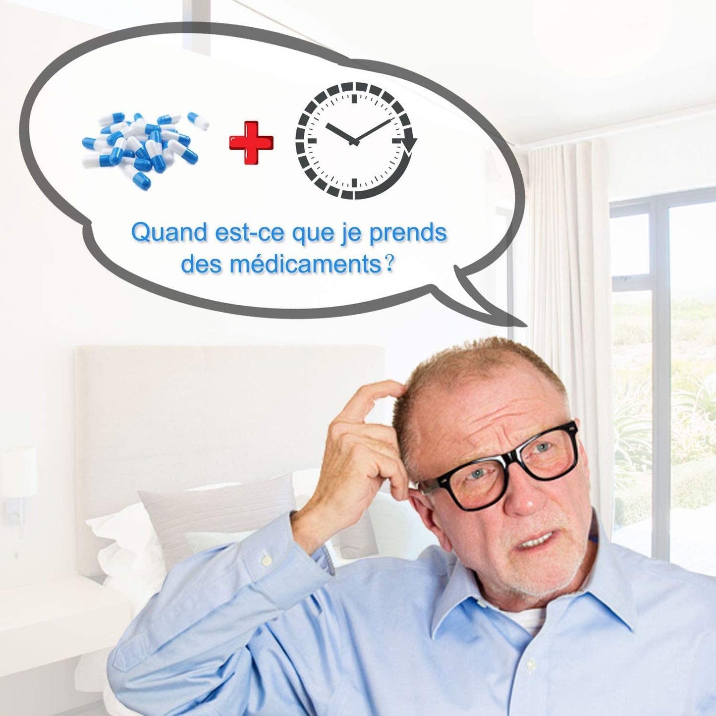 Lemnoi 7'' LCD Digital Day Clock Calendar with Date/Day/Time, 8 Languages Auto-Dimming Digital Clock with 12 Programmable Alarms, Reminders Clock for Alzheimer Elderly & Child (White)