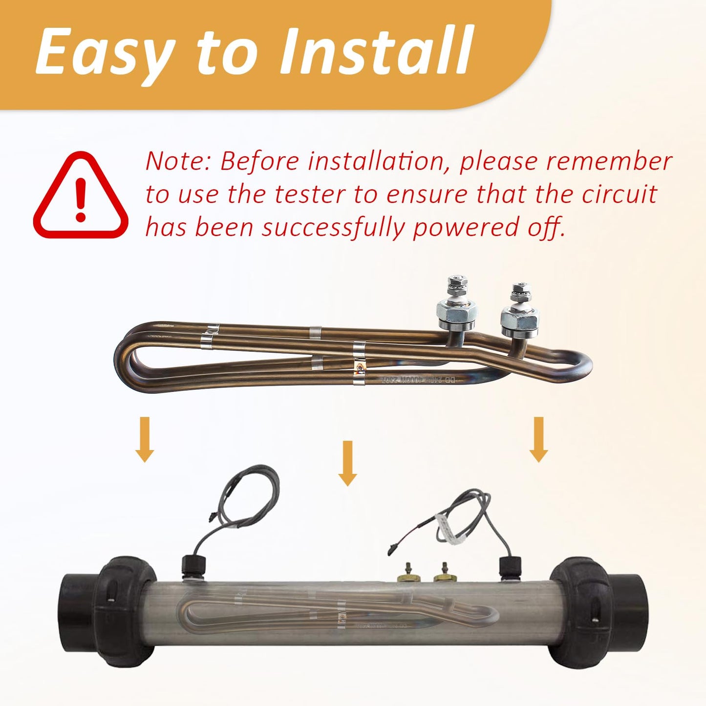 ArrogantF 4.0KW 240V Univeral Heater Element Replacement for Balboa Spa Heater Element 4.0 KW 58104 or Flo-Thru Hot Tub Spas Electric Heaters (10 inch)