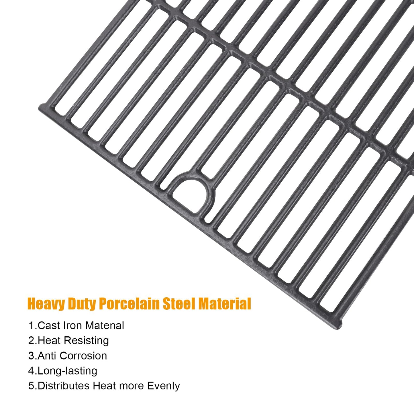 WEBROIL Grill Grates Replacement Part for Nexgrill 4 Burner 720-0830H 720-0670A 720-0783E 5 Burner 720-0888N,17" Cast Iron Cooking Grid for Charbroil 463241113,Kenmore 41516106210 Gas Grill,2 Pack