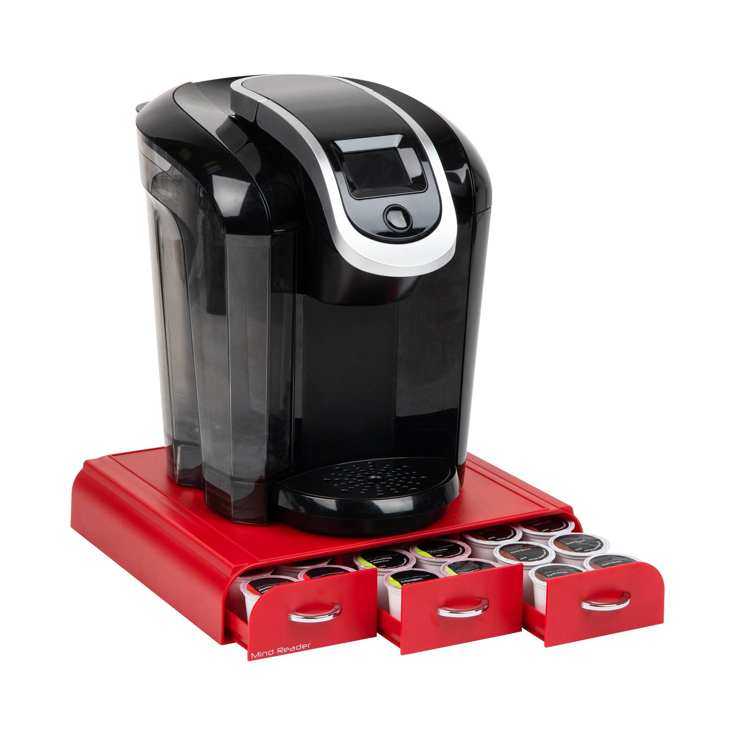 Mind Reader 36 Capacity K-Cup, Dolce Gusto, CBTL, Verismo, Single Serve Coffee Pod Holder Drawer, Red