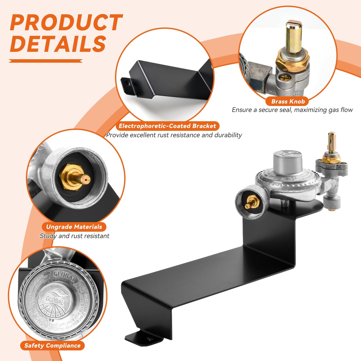 Bbcuepro 80476 Gas Grill Valve Regulator Assembly for Weber Q200 Q220 Series Grills - Grill Valve Regulator Replacement for 396001 396002 566001 566002 566801 Gas Grills