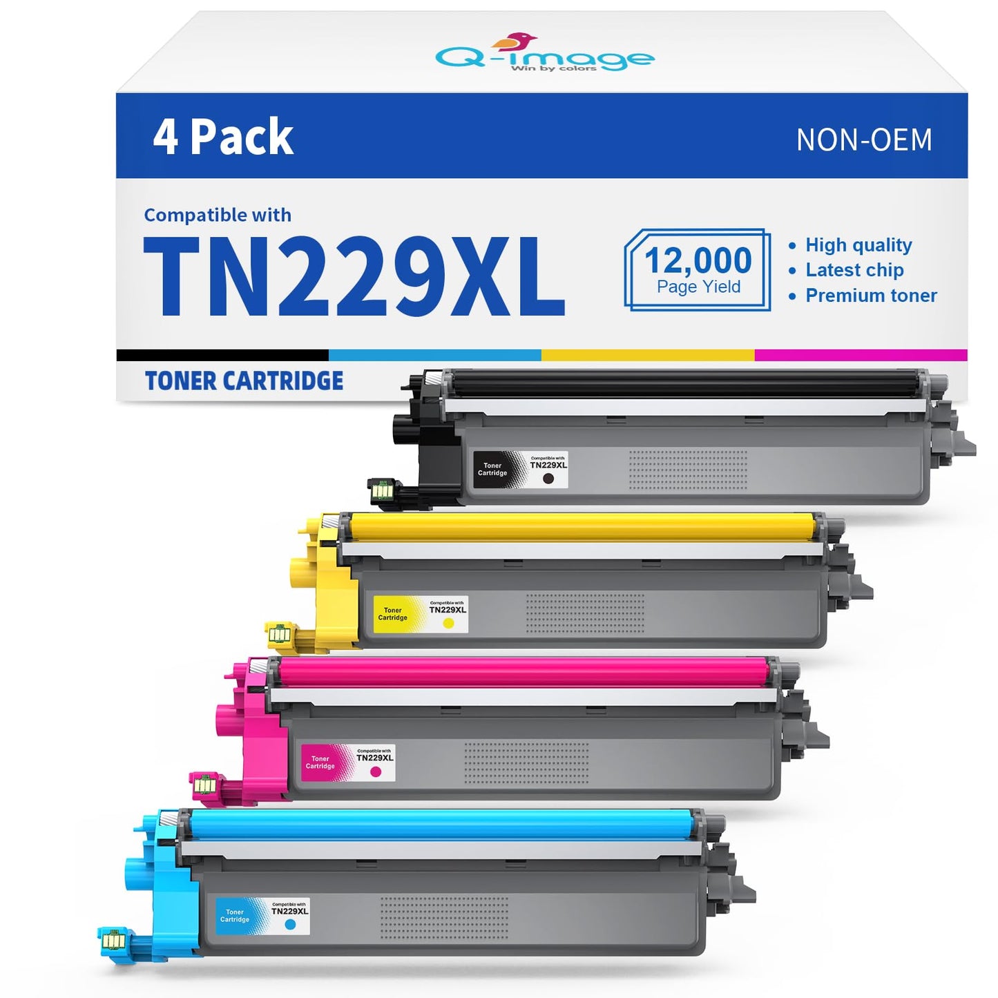 TN229XL Compatible Toner Cartridge Replacement for TN229 XL TN-229XL Toner Cartridge Work for HL-L3220CW HL-L3280CDW HL-L3295CDW HL-L3300CDW MFC-L3720CDW HL-L8245CDW MFC-L8395CD Printers (4-Pack)
